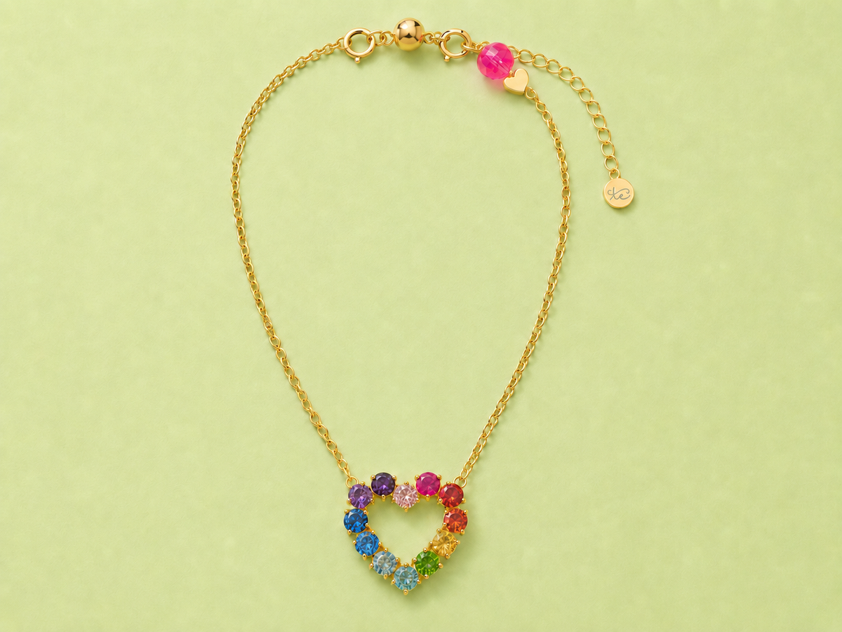 14K Gold-Plated Necklace - Gem Heart - Katie