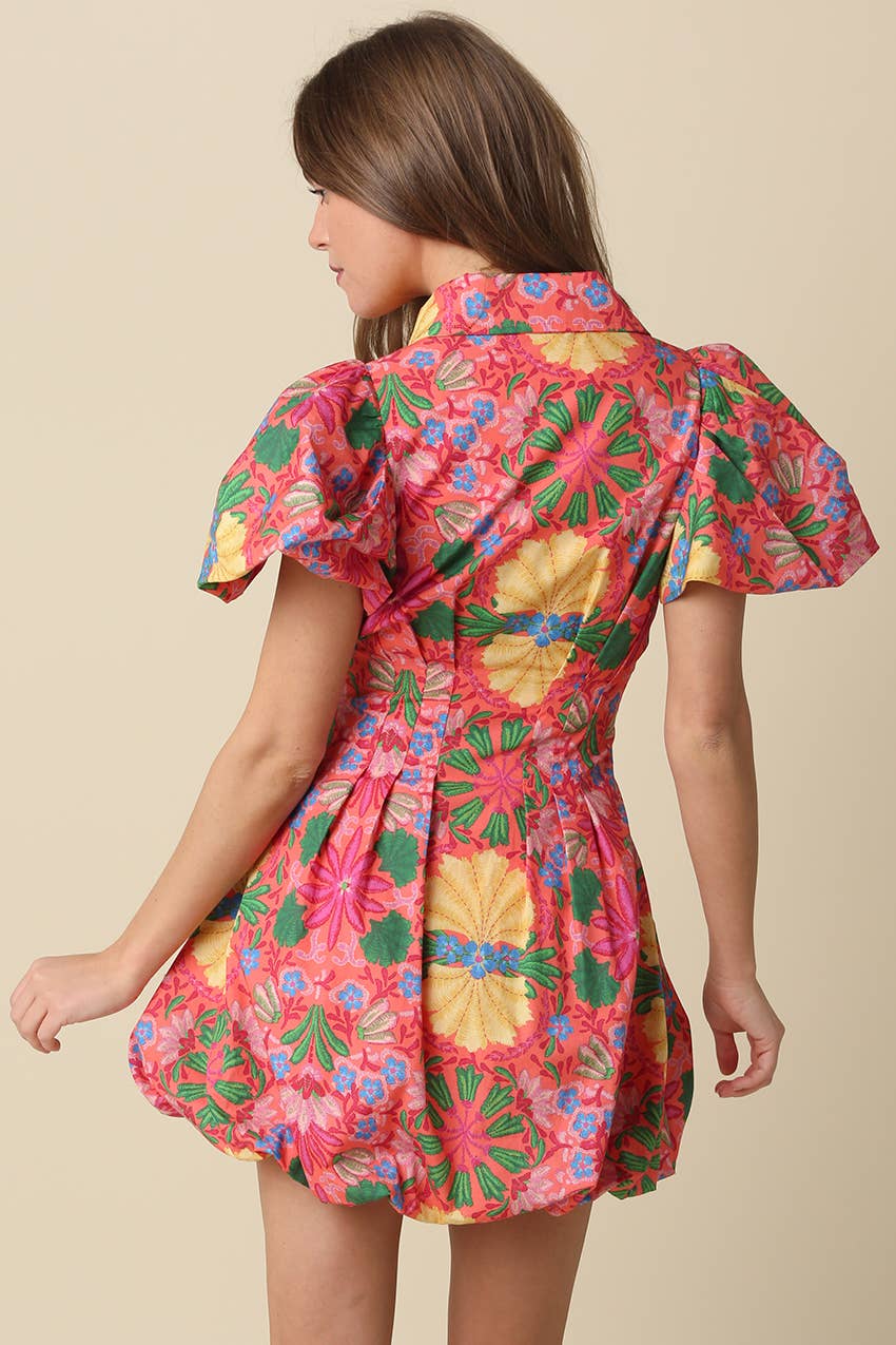 Gina Floral Puff Sleeve Mini Dress