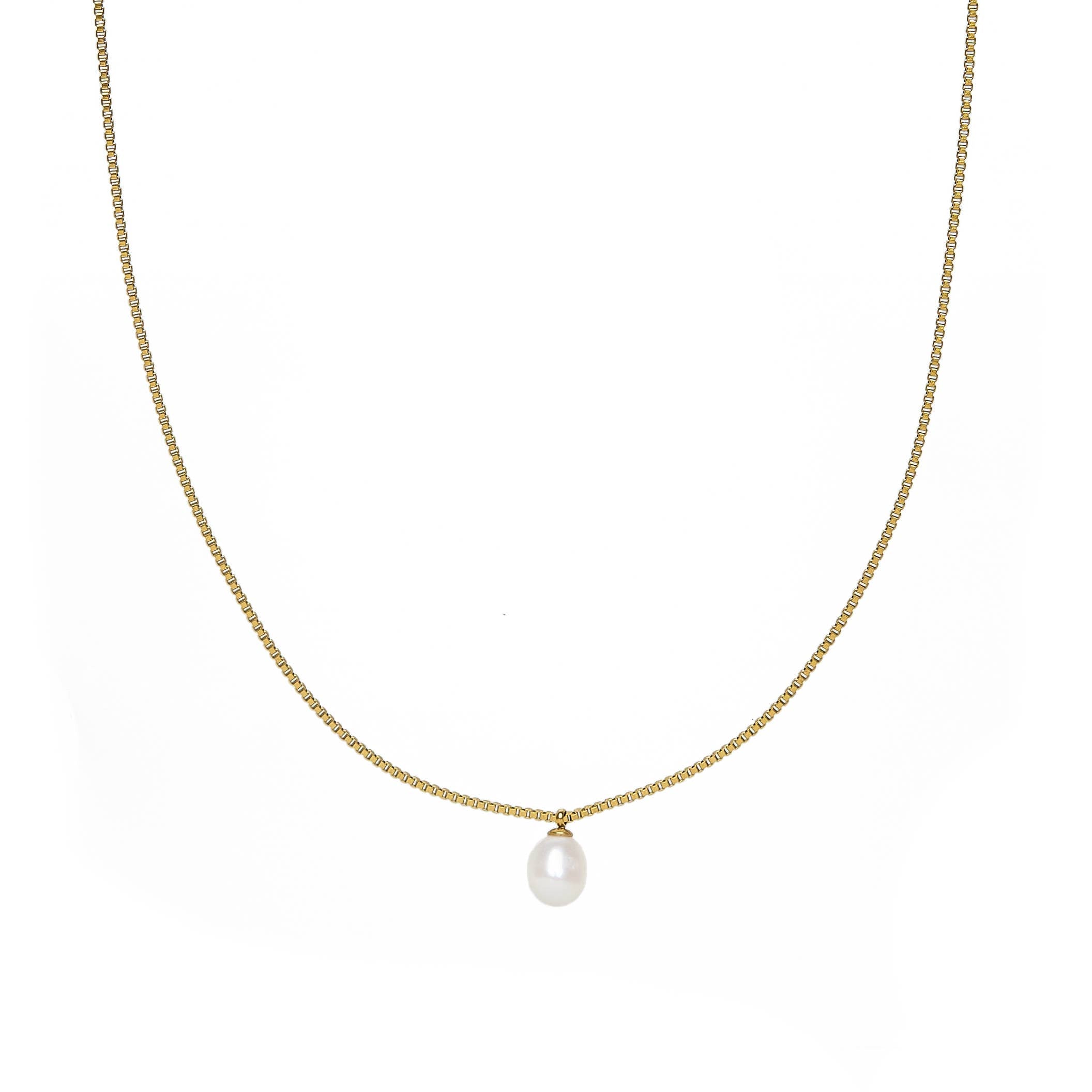 Box Chain Pearl Necklace