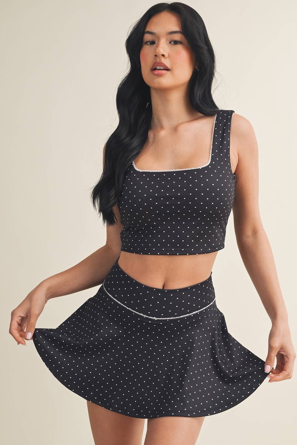 Black Polka Dot Skort with Bow Back