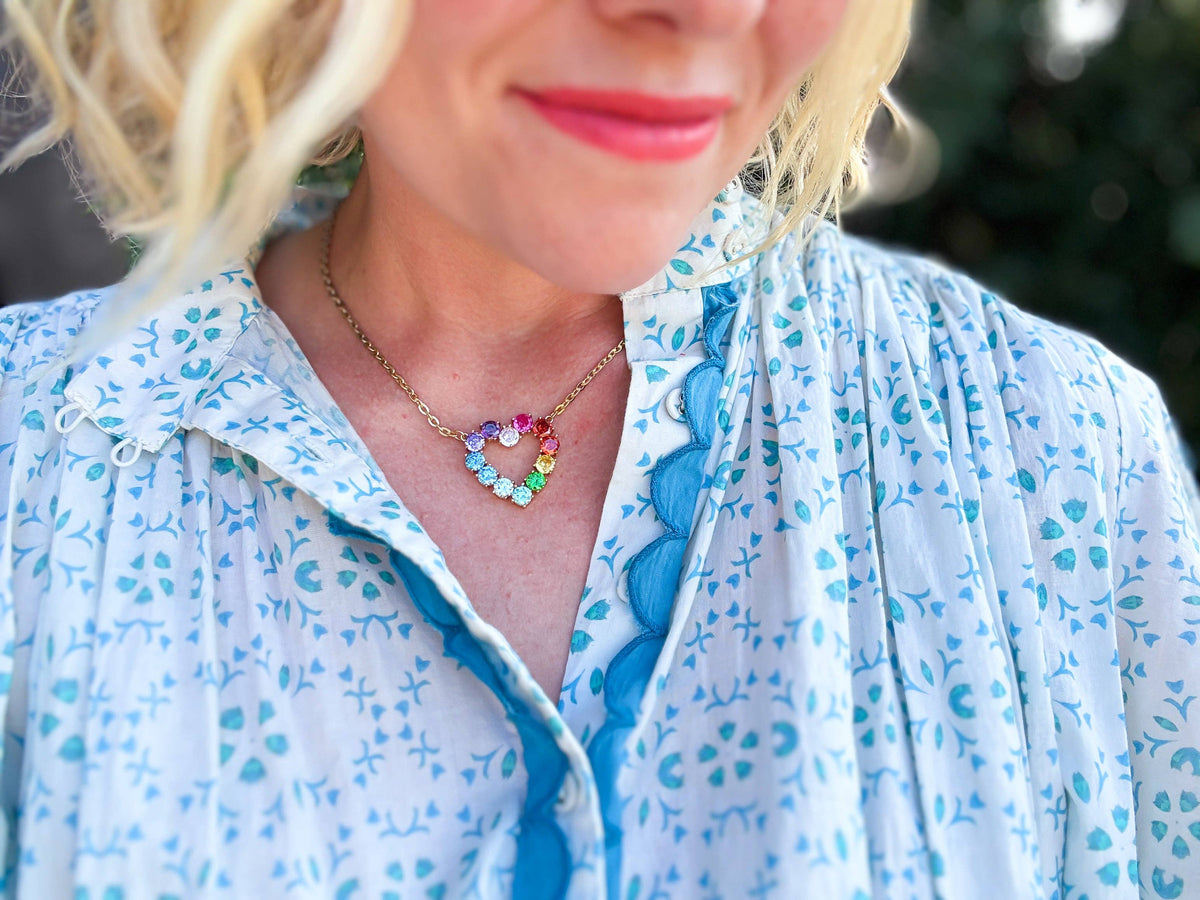 14K Gold-Plated Necklace - Gem Heart - Katie