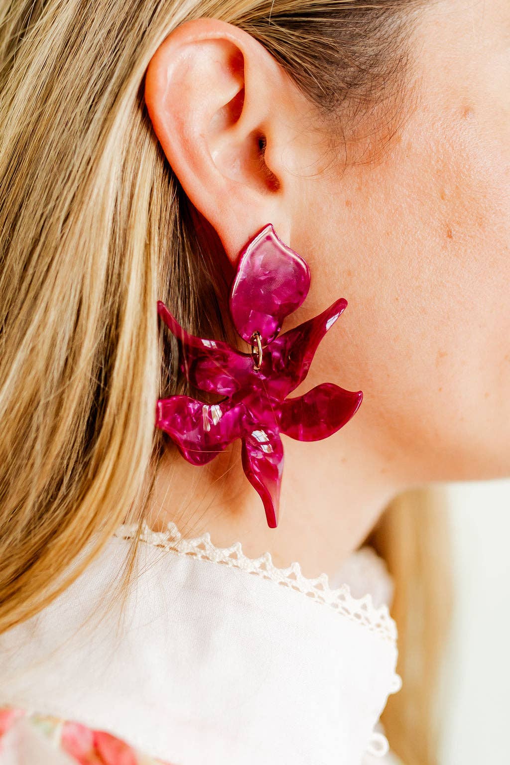 Flora Statement Earrings - Pinot Noir