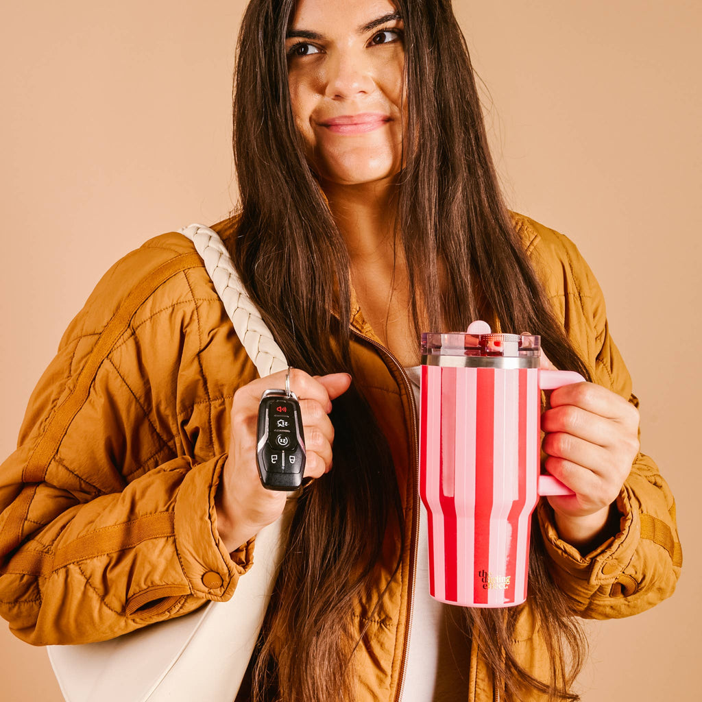 20 oz Lifestyle Flip Straw Tumbler-Peppermint Stripes