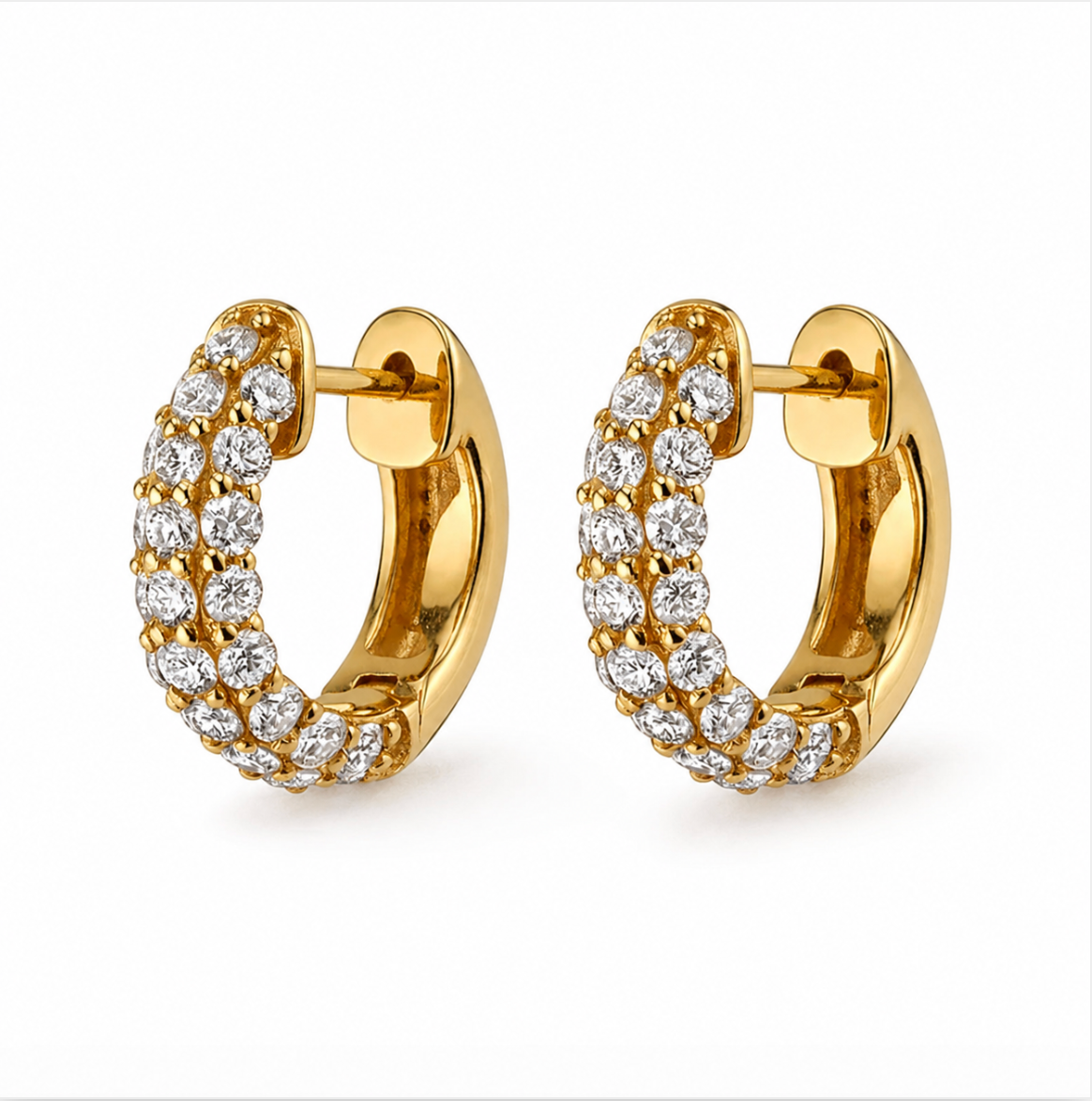Pavé Zircon Huggie Earrings | 18k Gold Plated