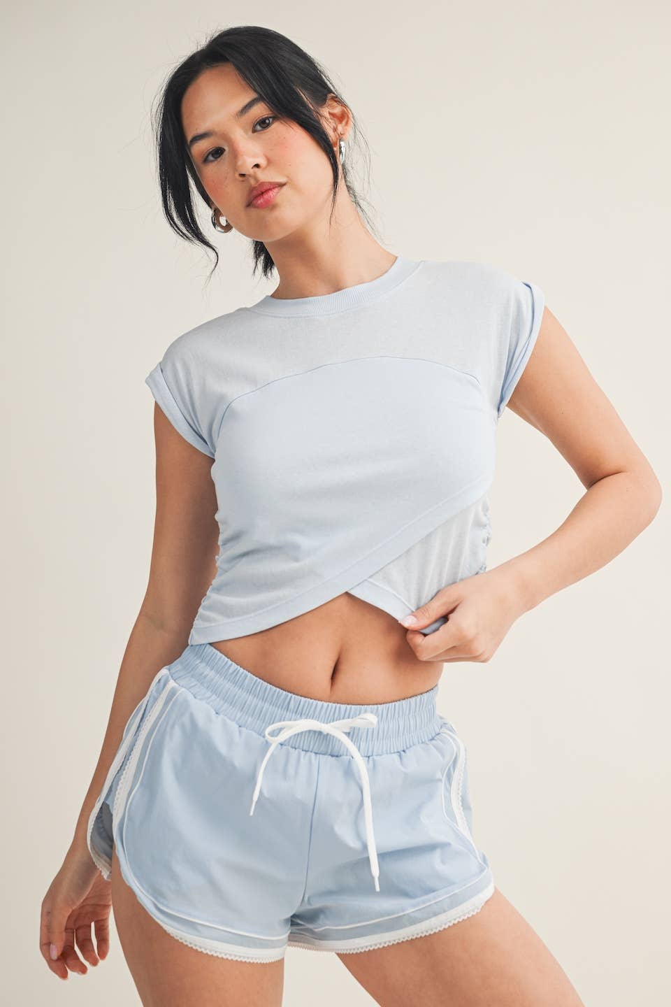 Slub Crossover Top | Blue