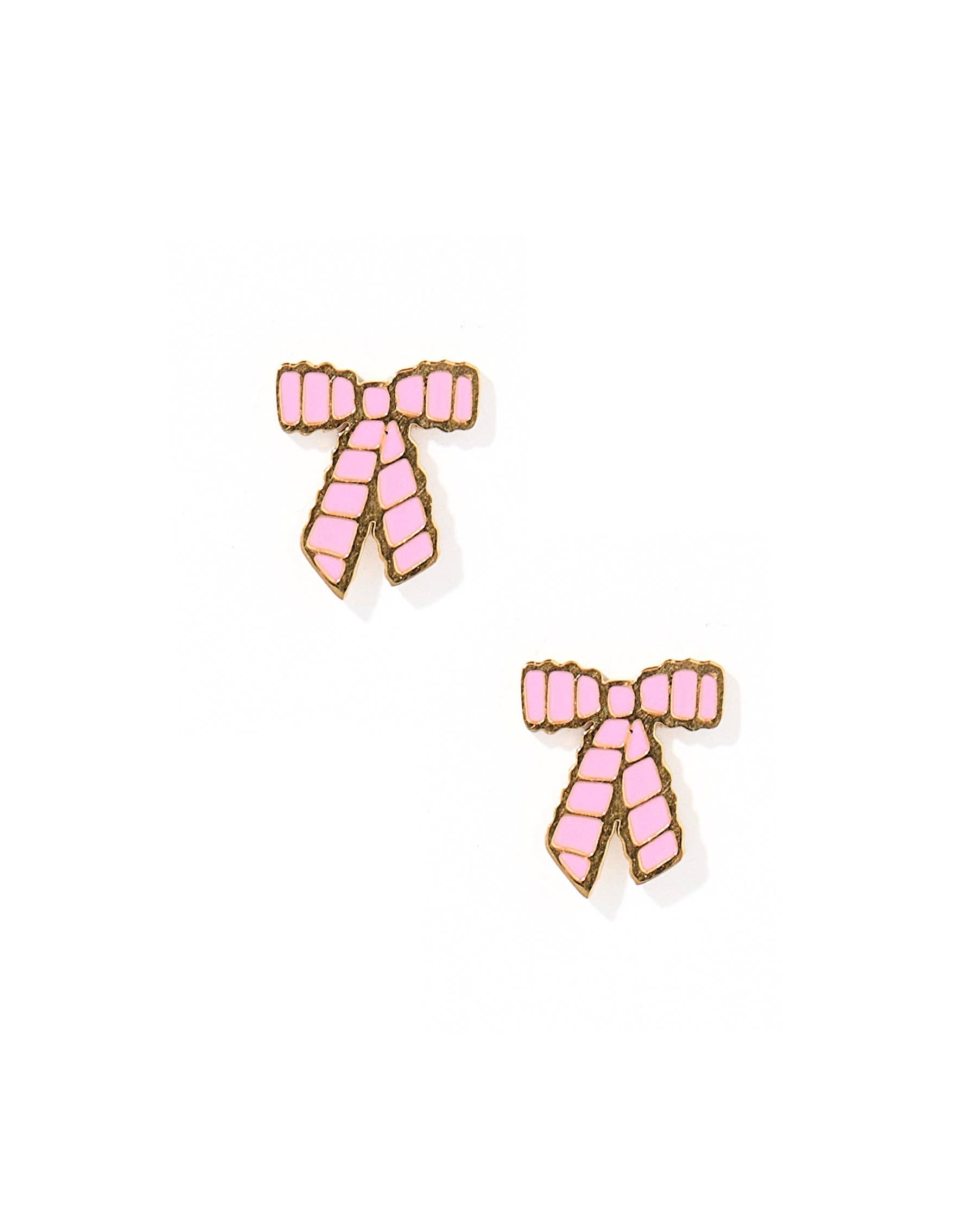 Conley Pink Bow Screwback Stud Earrings