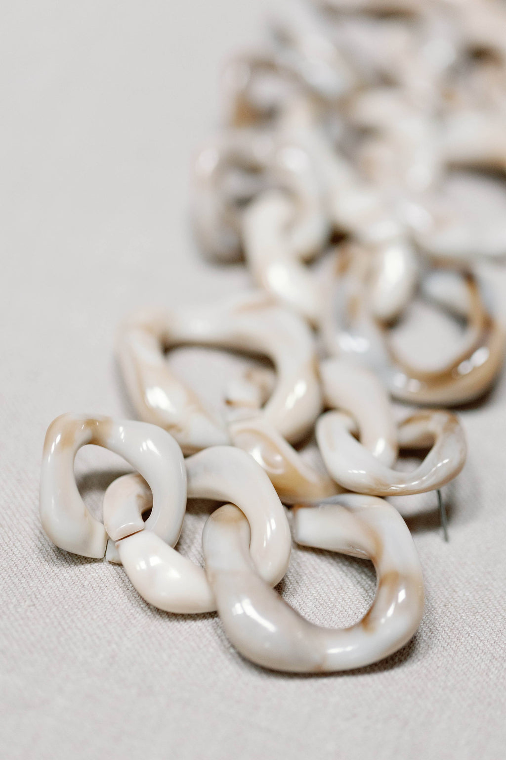 Cream Lucite Chain Statement Drop Earrings