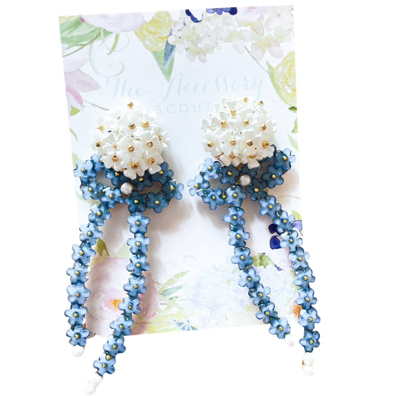 Natalie Bow Earrings - Blue