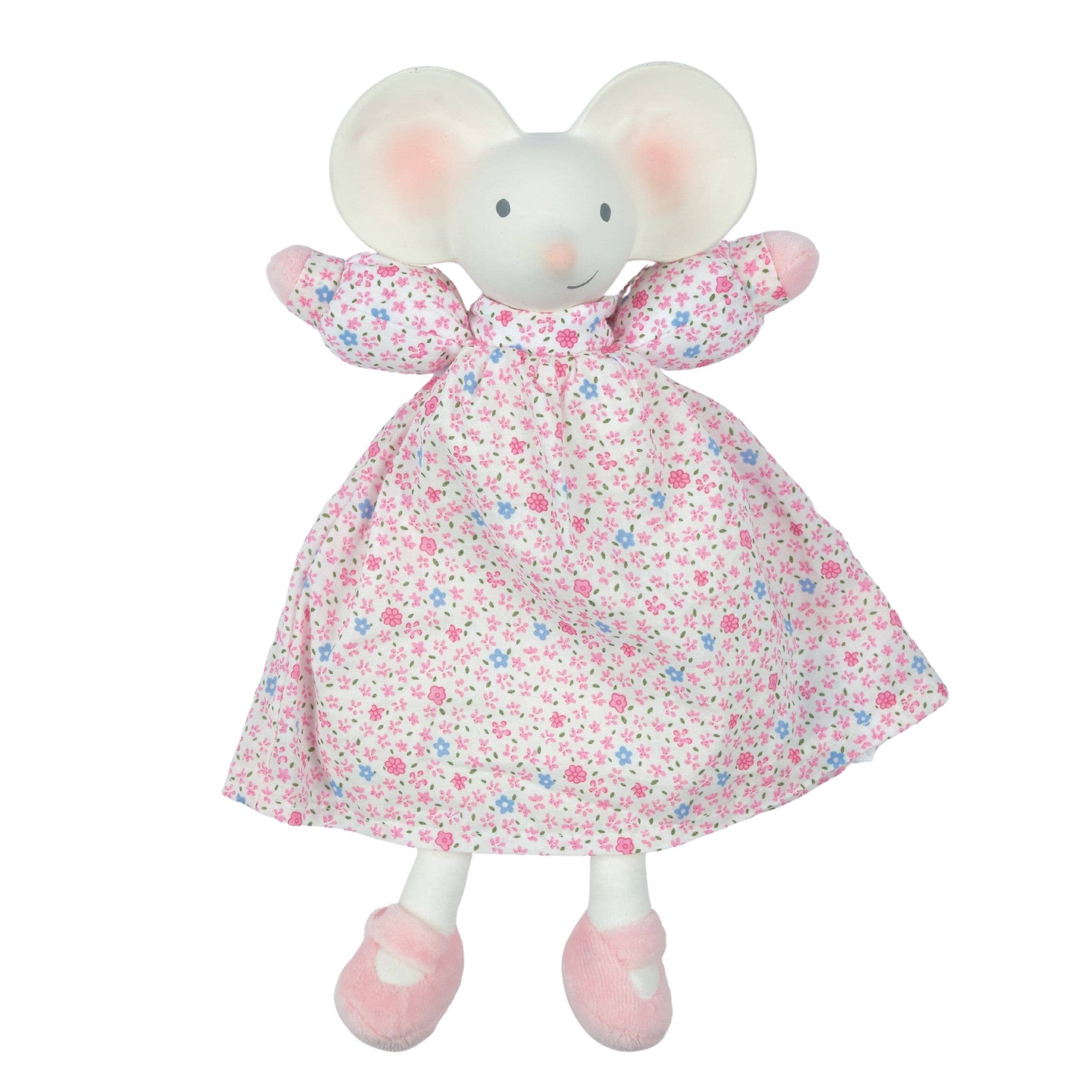 Meiya the Mouse Lovey with Rubber Head in Floral Dress