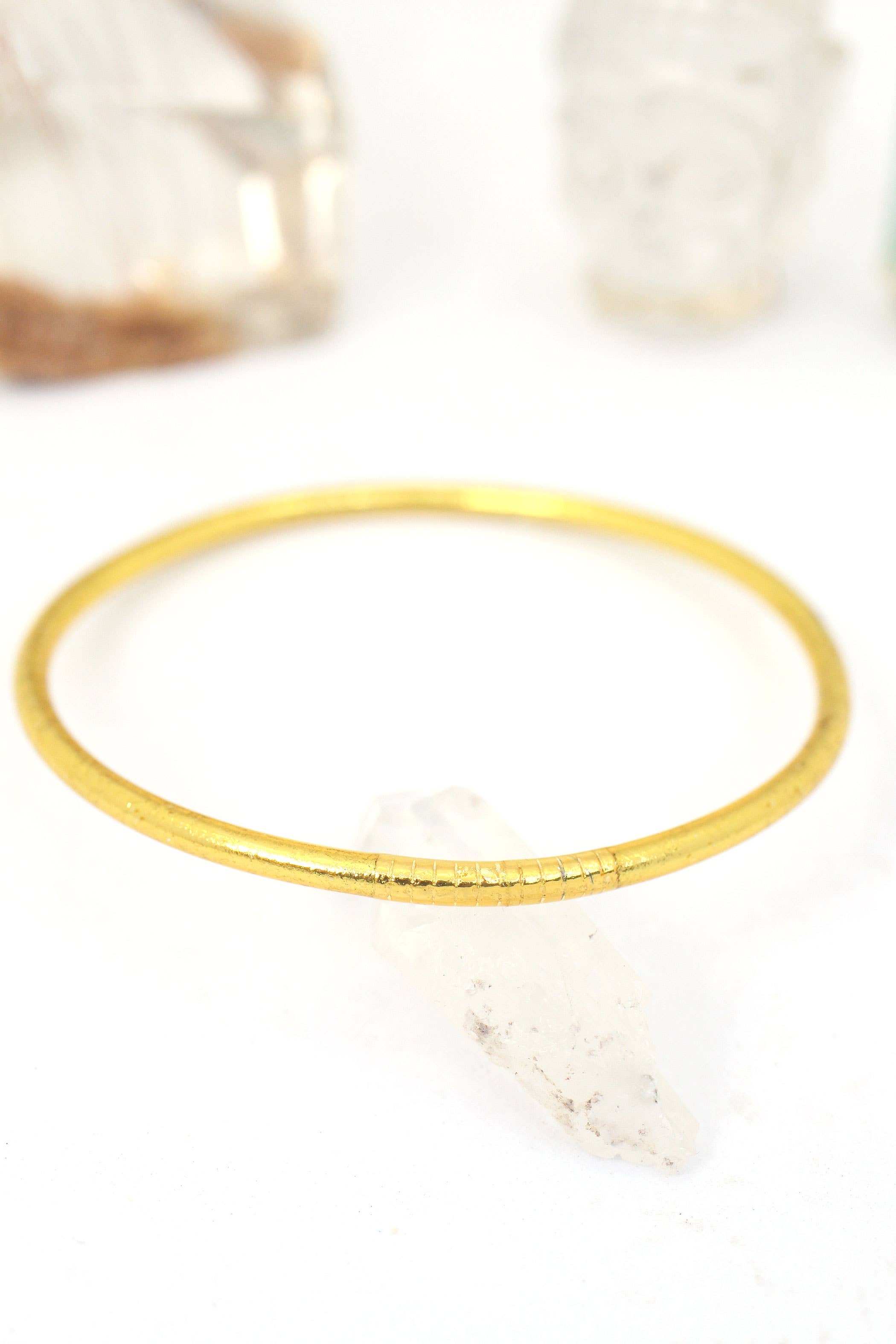 Champagne Thin Thai Buddhist Temple Bracelet Bangle
