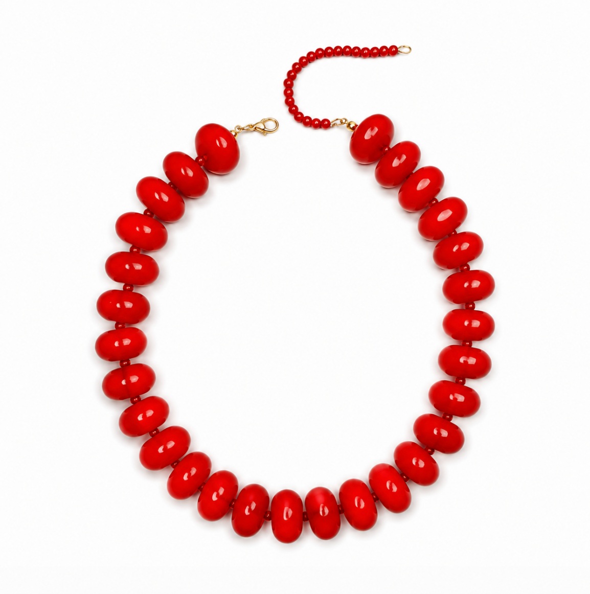 Polished Bead Statement Necklace | Red