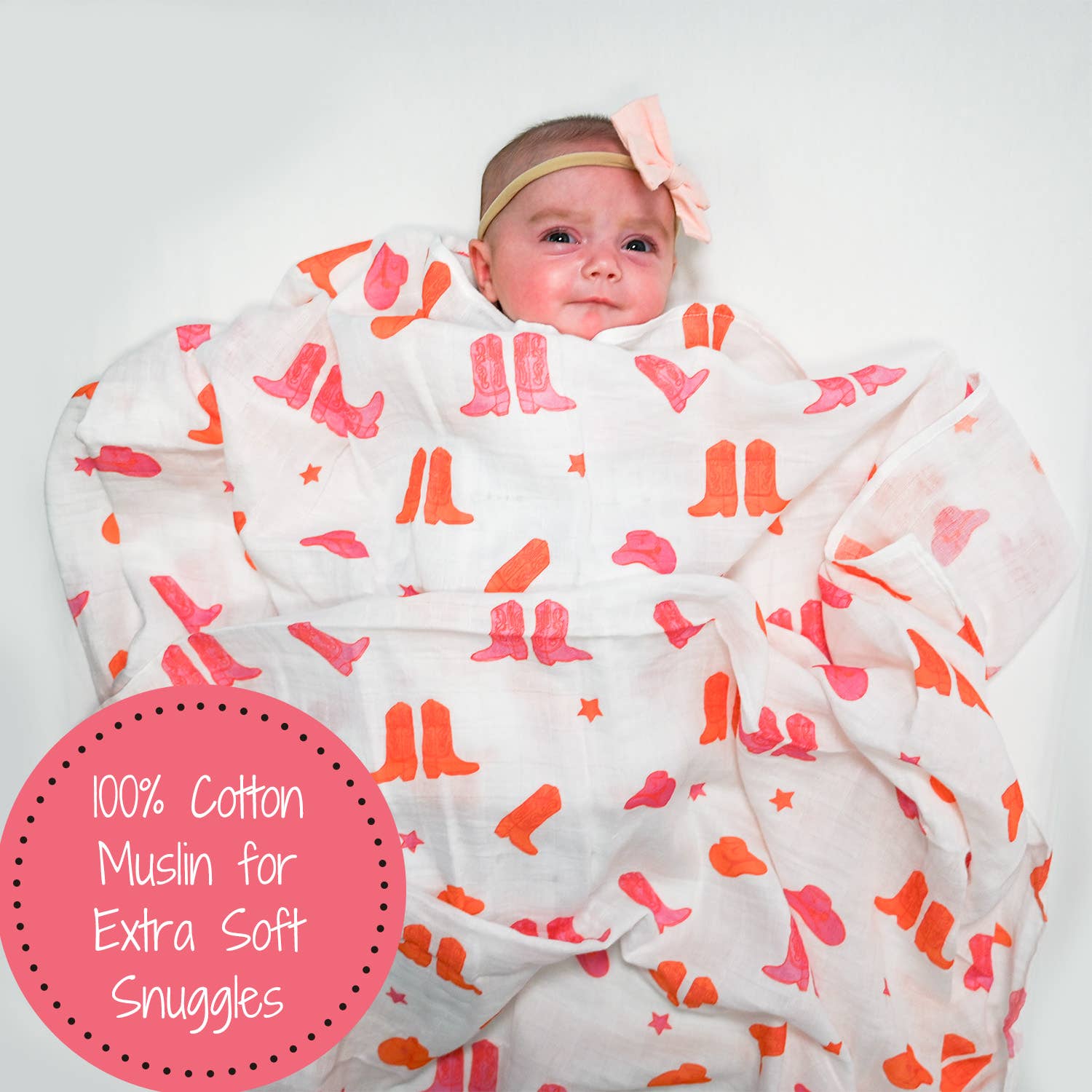 Life is Better in Pink Boots Baby Muslin Swaddle Blanket