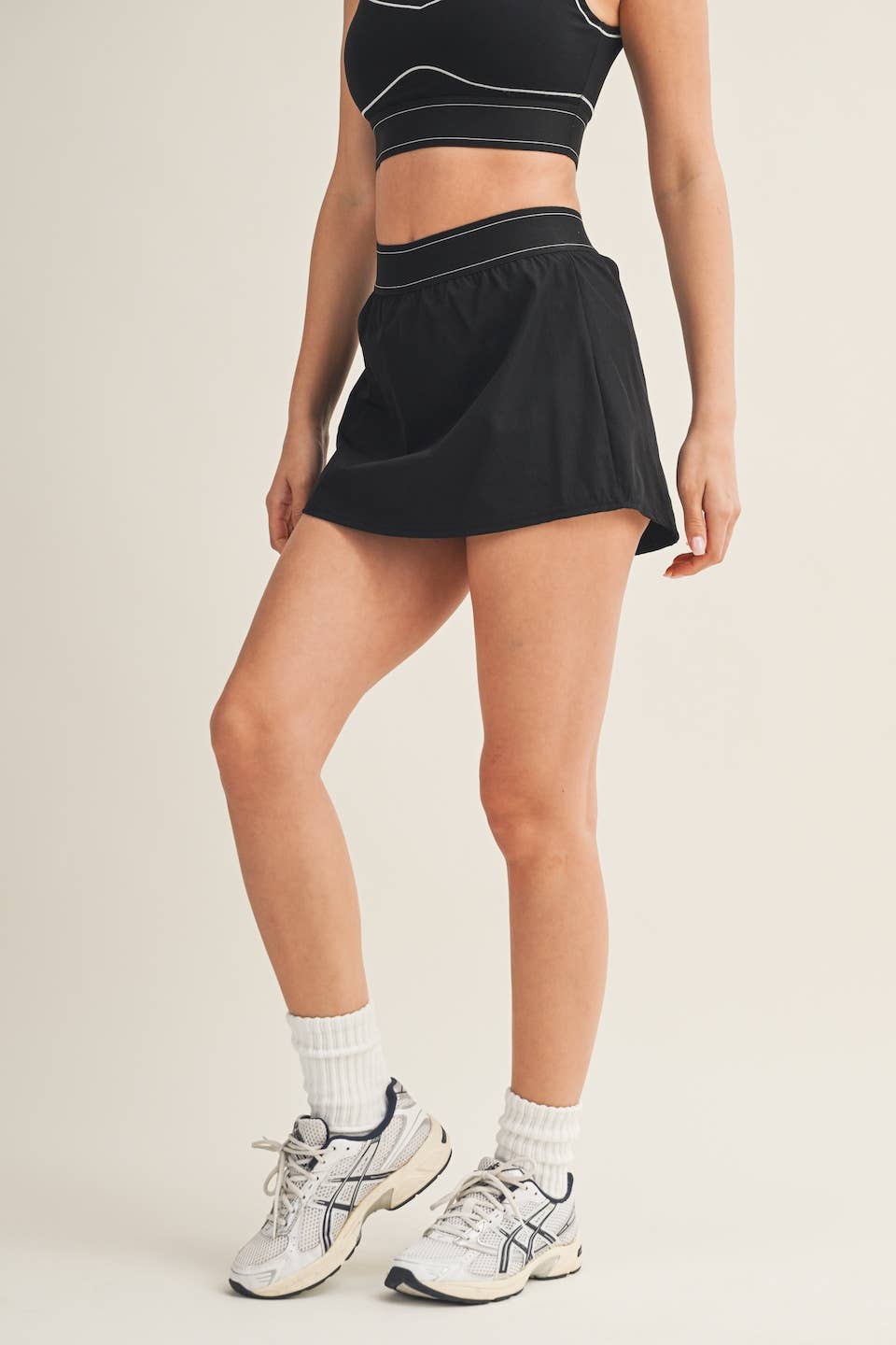 Lightweight Skort with Elastic Waistband | Black