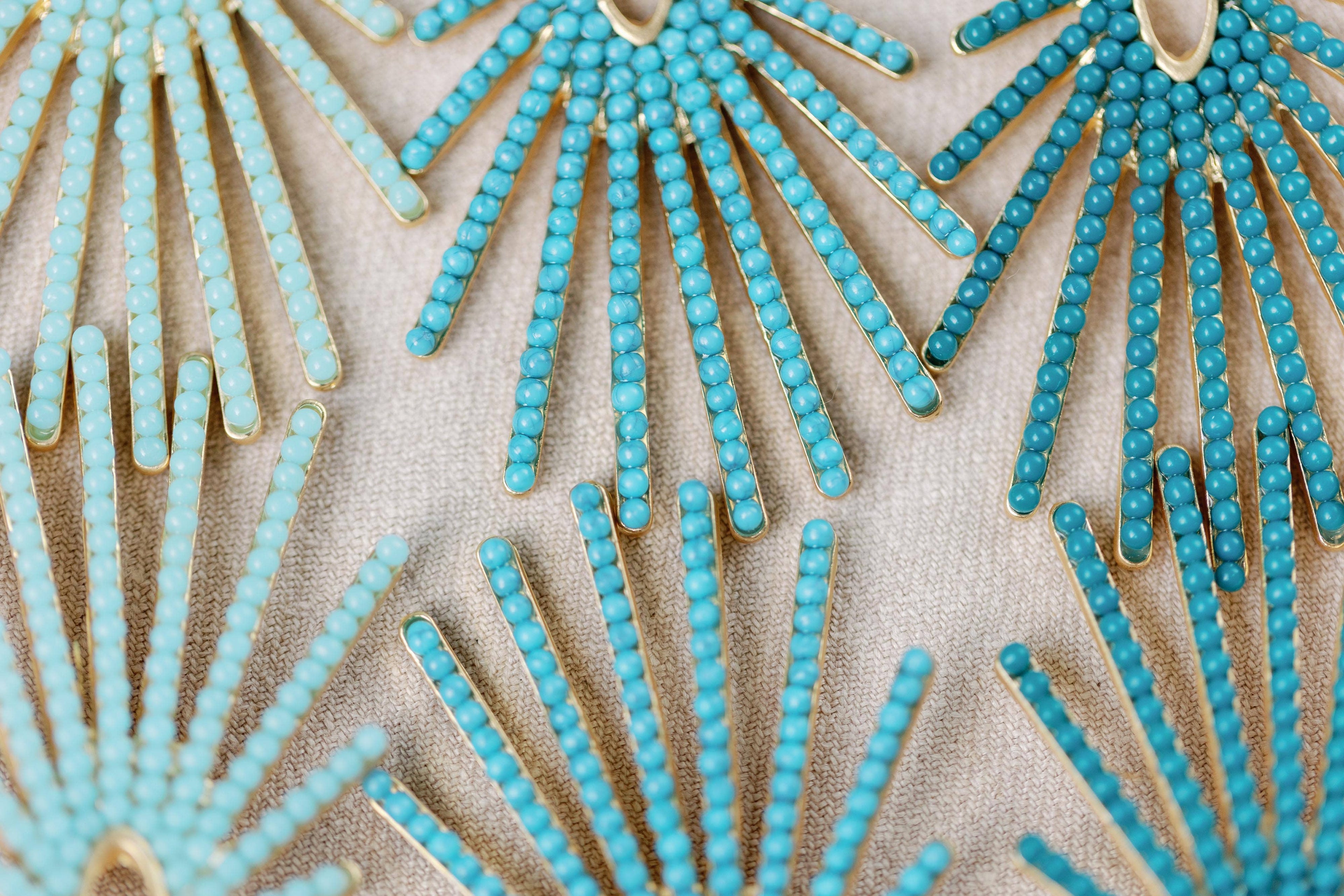 Light Turquoise Sunburst Statement Drop Earrings