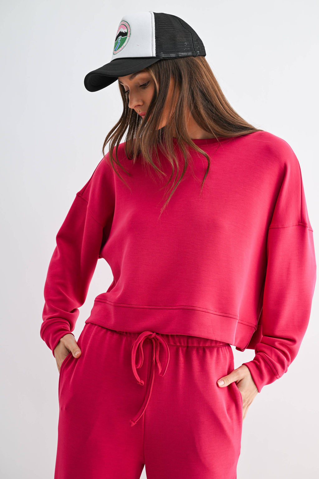 Laguna Dropped Shoulder Scuba Set | Plum Pink