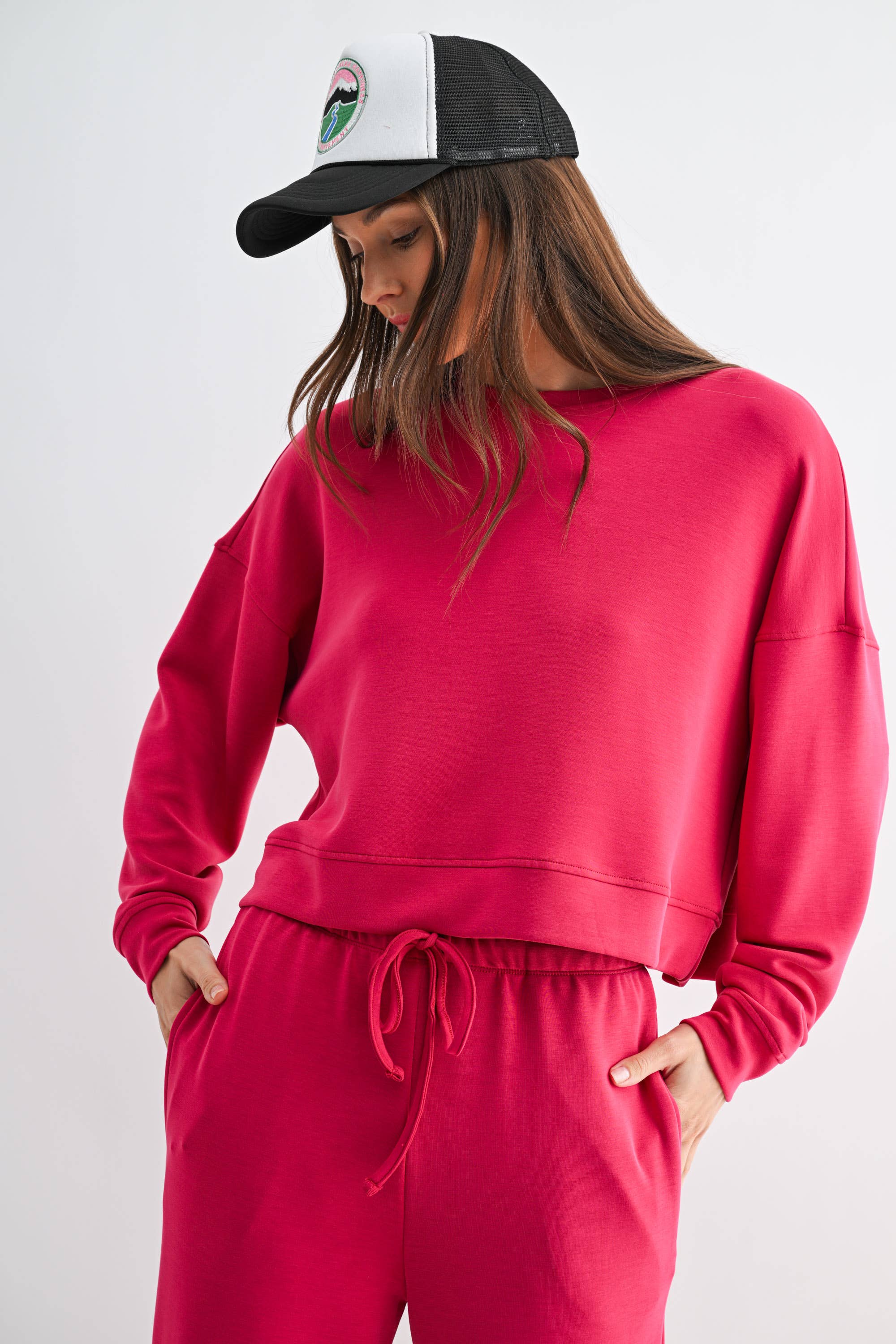 Laguna Dropped Shoulder Scuba Set | Plum Pink