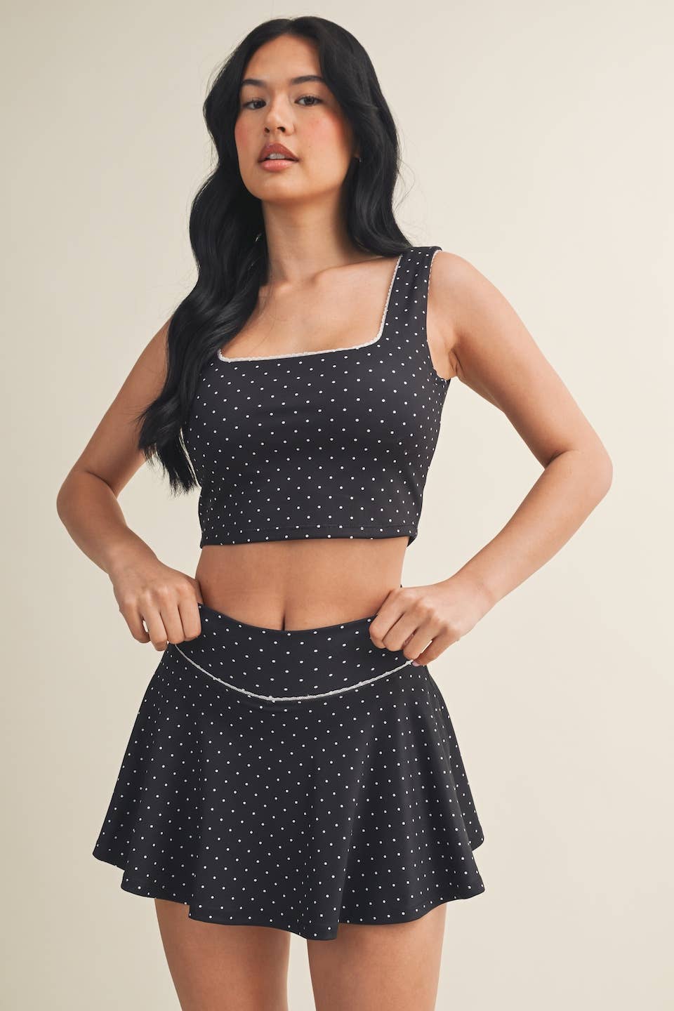 Black Polka Dot Skort with Bow Back