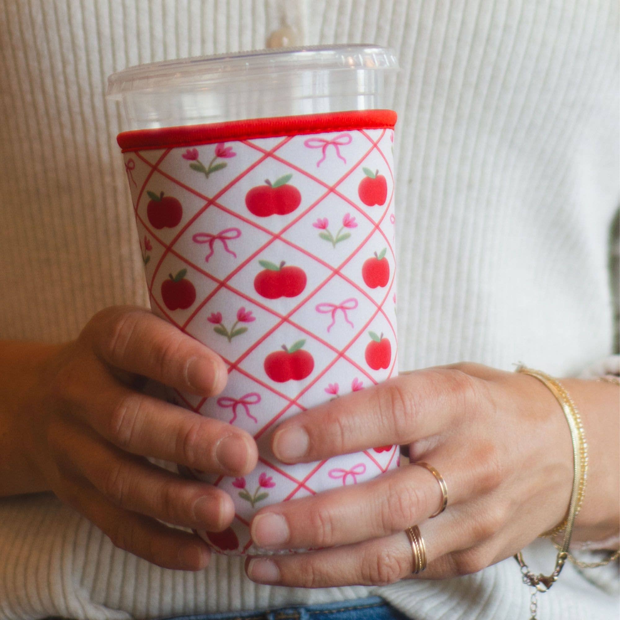 Apples & Bows Teacher Drink Sleeve: Small