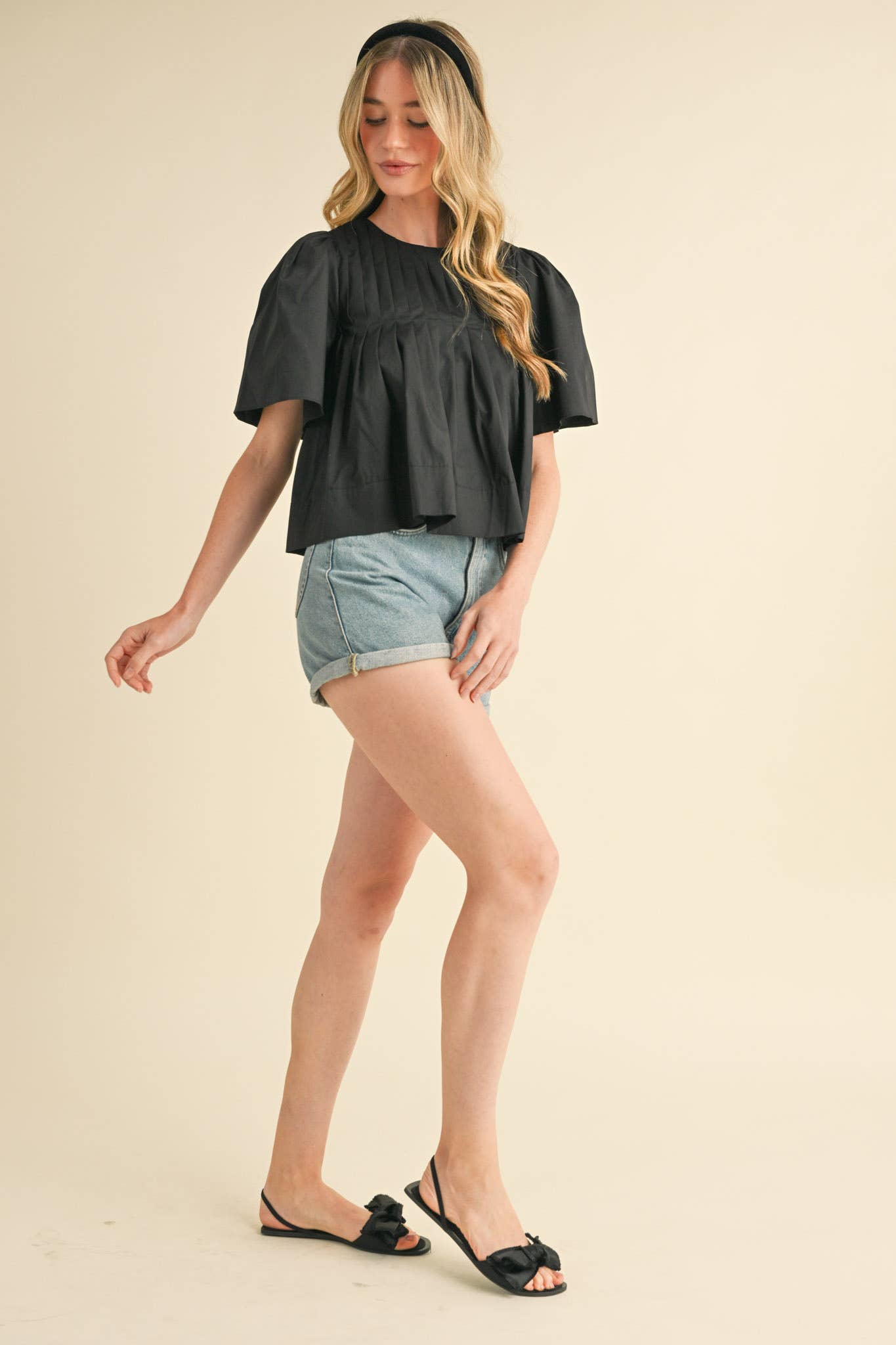 PLEATED SHORT SLEEVE TOP CERISE PINK