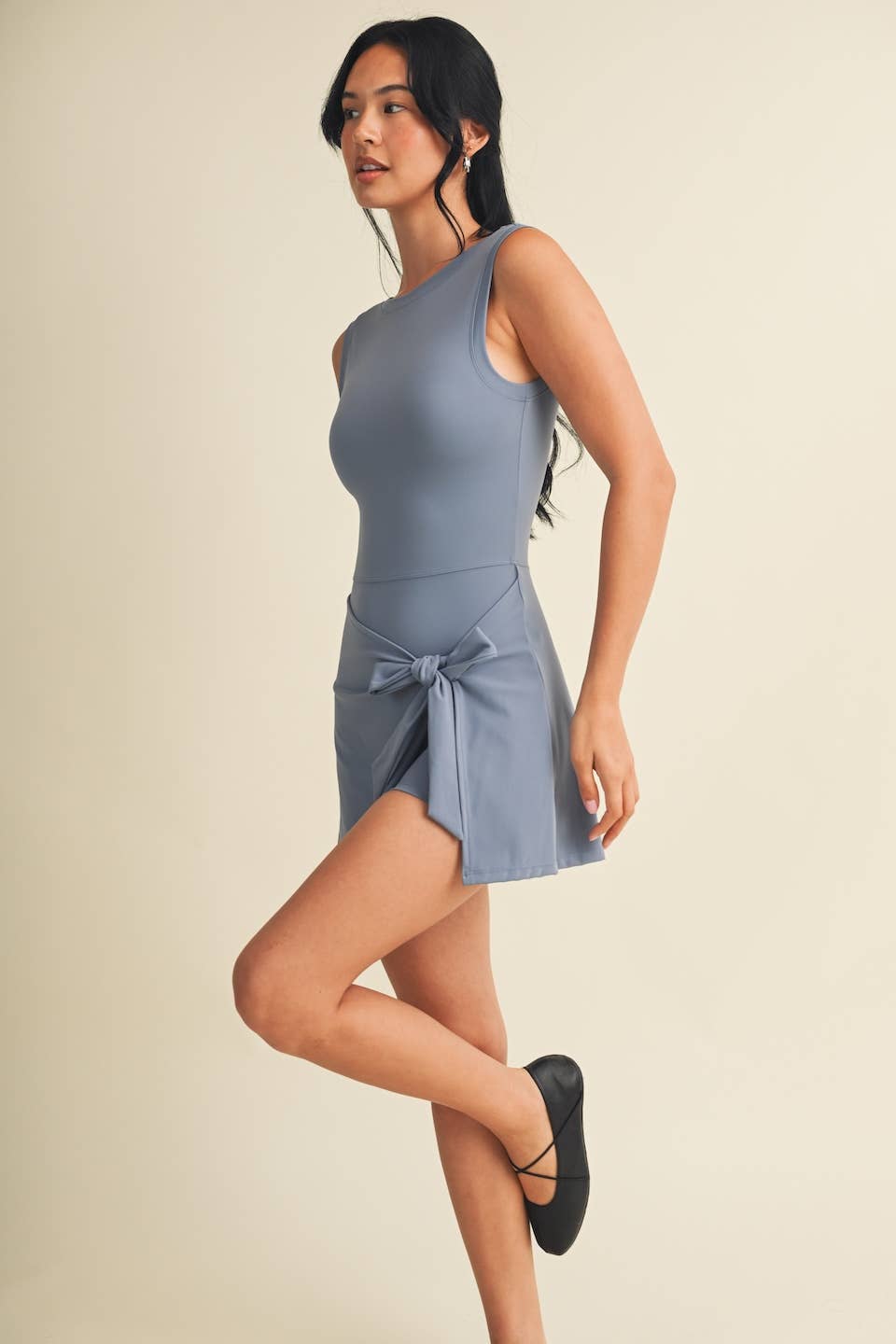 Sleeveless Wrap Tie Front Dress | Dark Cherry