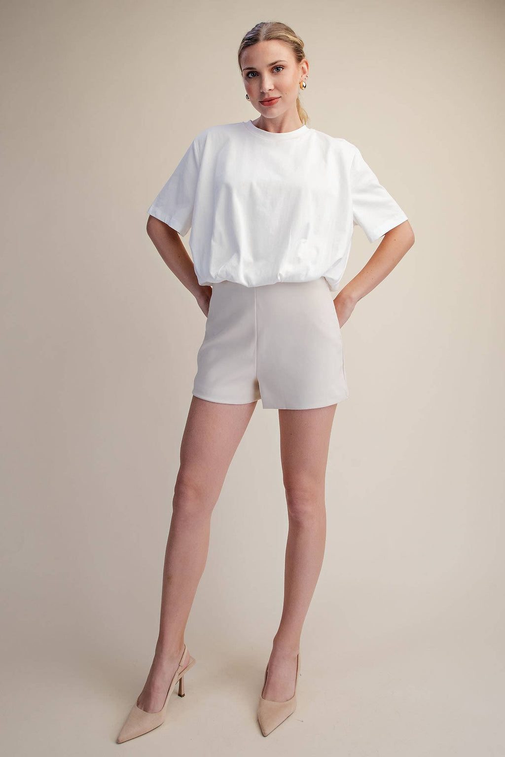 Cropped Bubble Hem T-Shirt