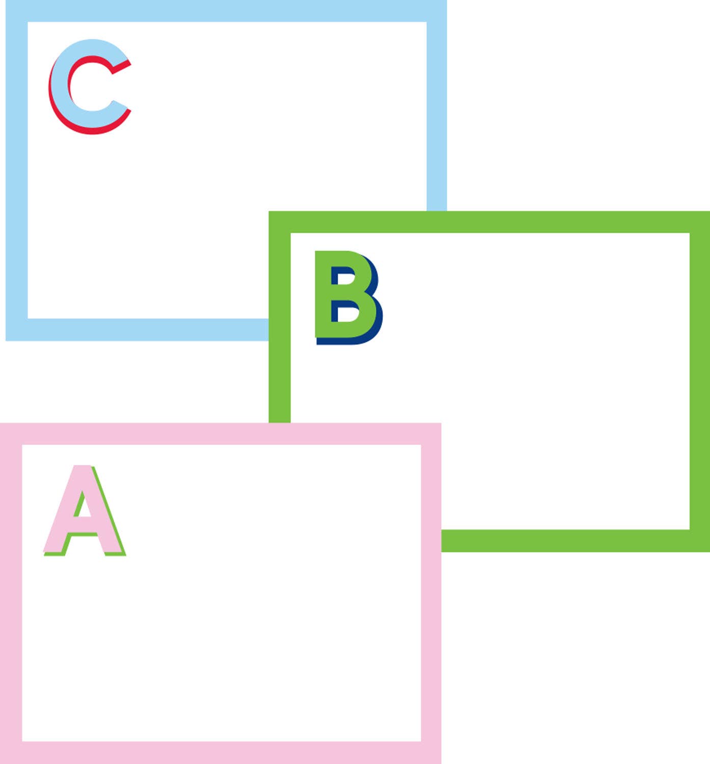 BRIGHT INITIAL FLAT NOTE CARDS: KELLY & NAVY