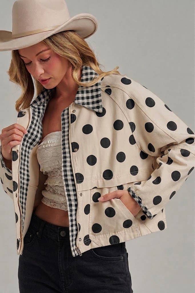 POLKA DOT OXFORD CANVAS JACKET