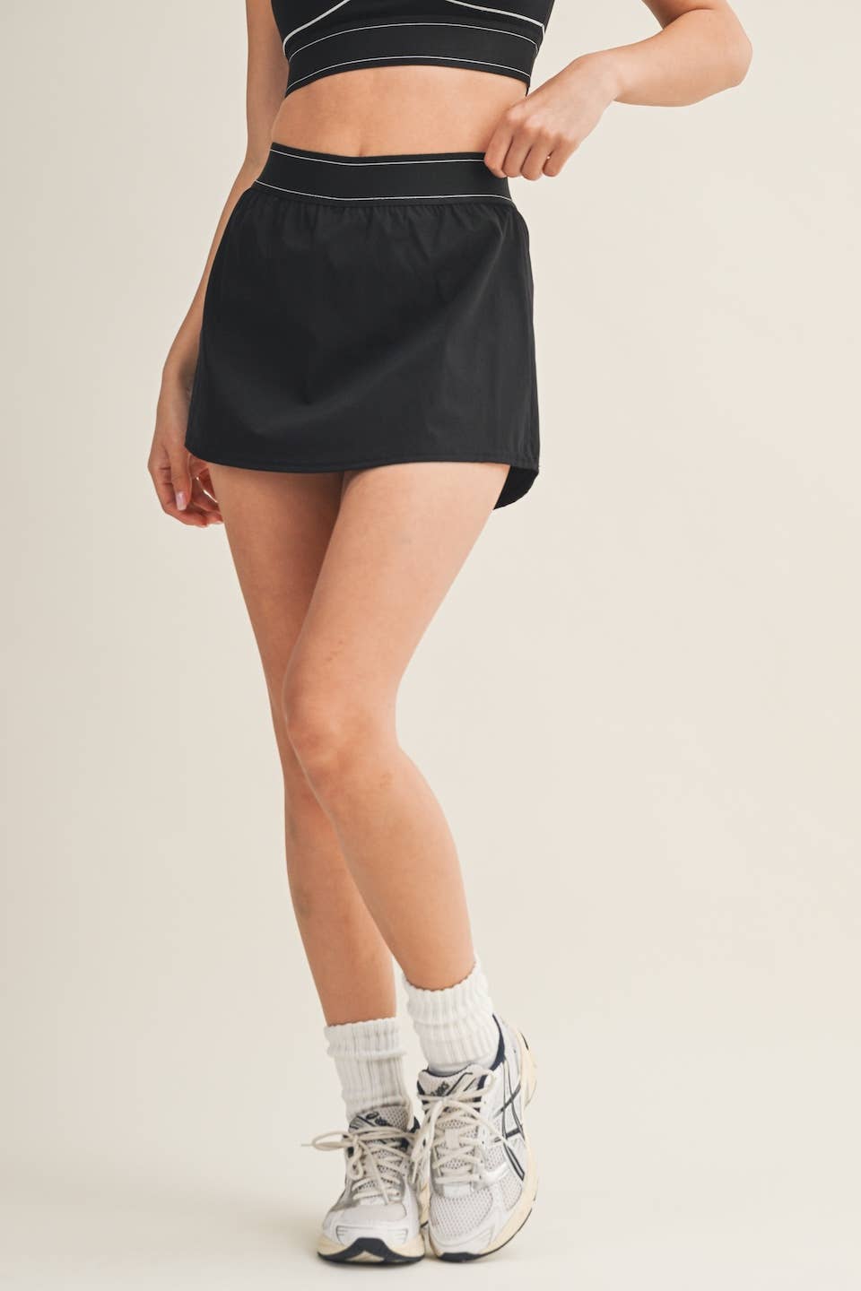 Lightweight Skort with Elastic Waistband | Black
