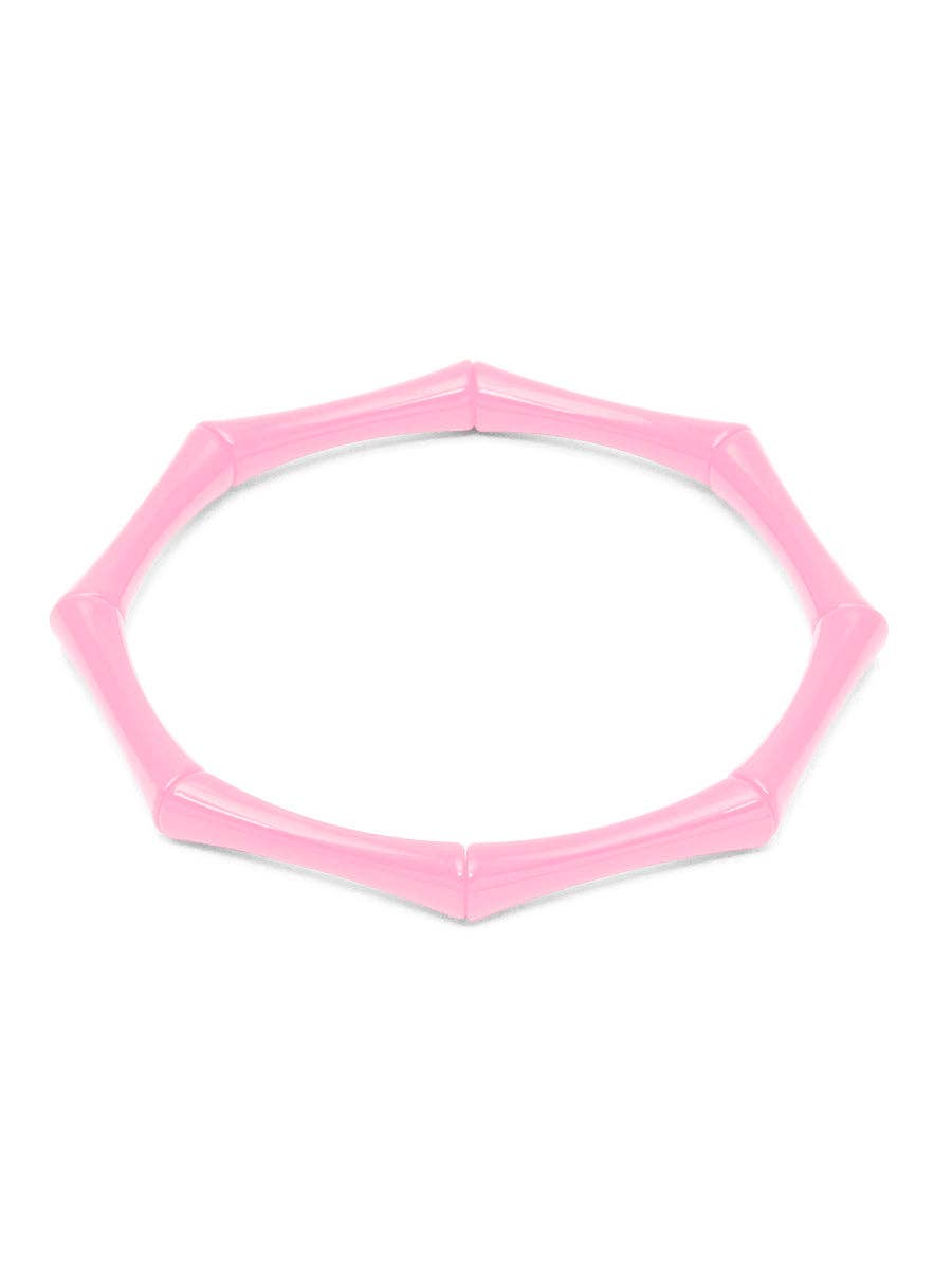 Enamel Bamboo Stretch Bracelet / Pink