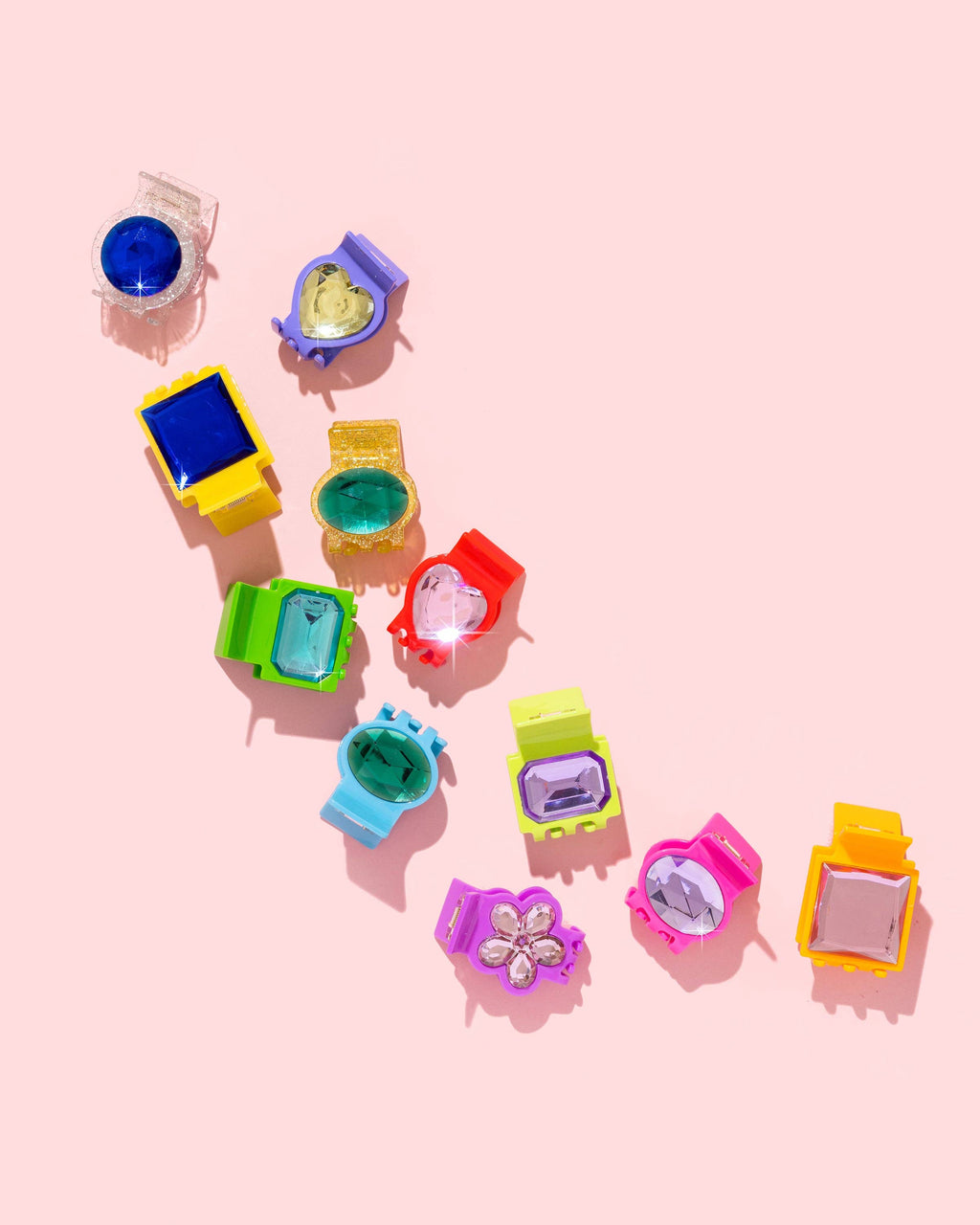 Medium Claw Hair Clip - Pink w/ Purple Oval Gemstones