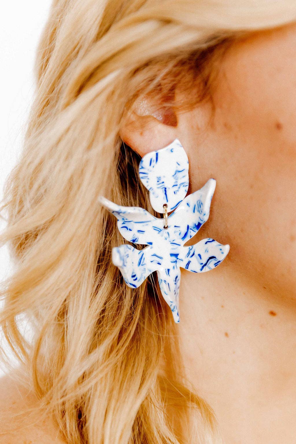Flora Blue China Earring