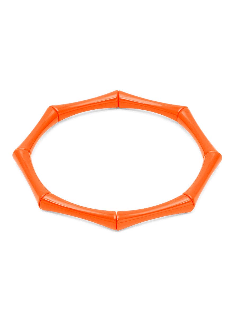 Enamel Bamboo Stretch Bracelet / Bright Orange