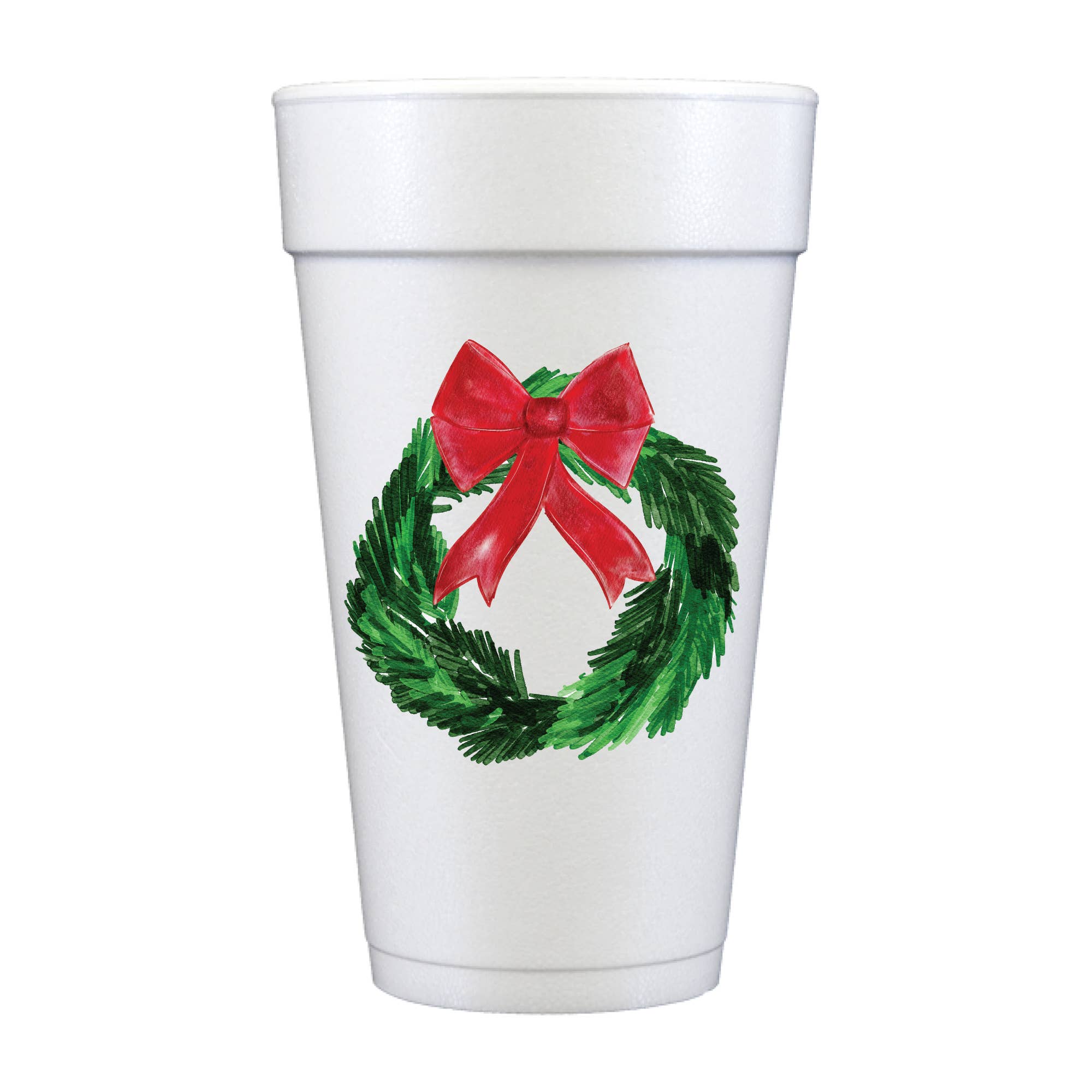 Merry Christmas Wreath Full Color Foam Cups - Christmas