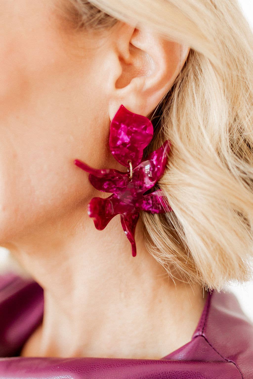 Flora Statement Earrings - Pinot Noir