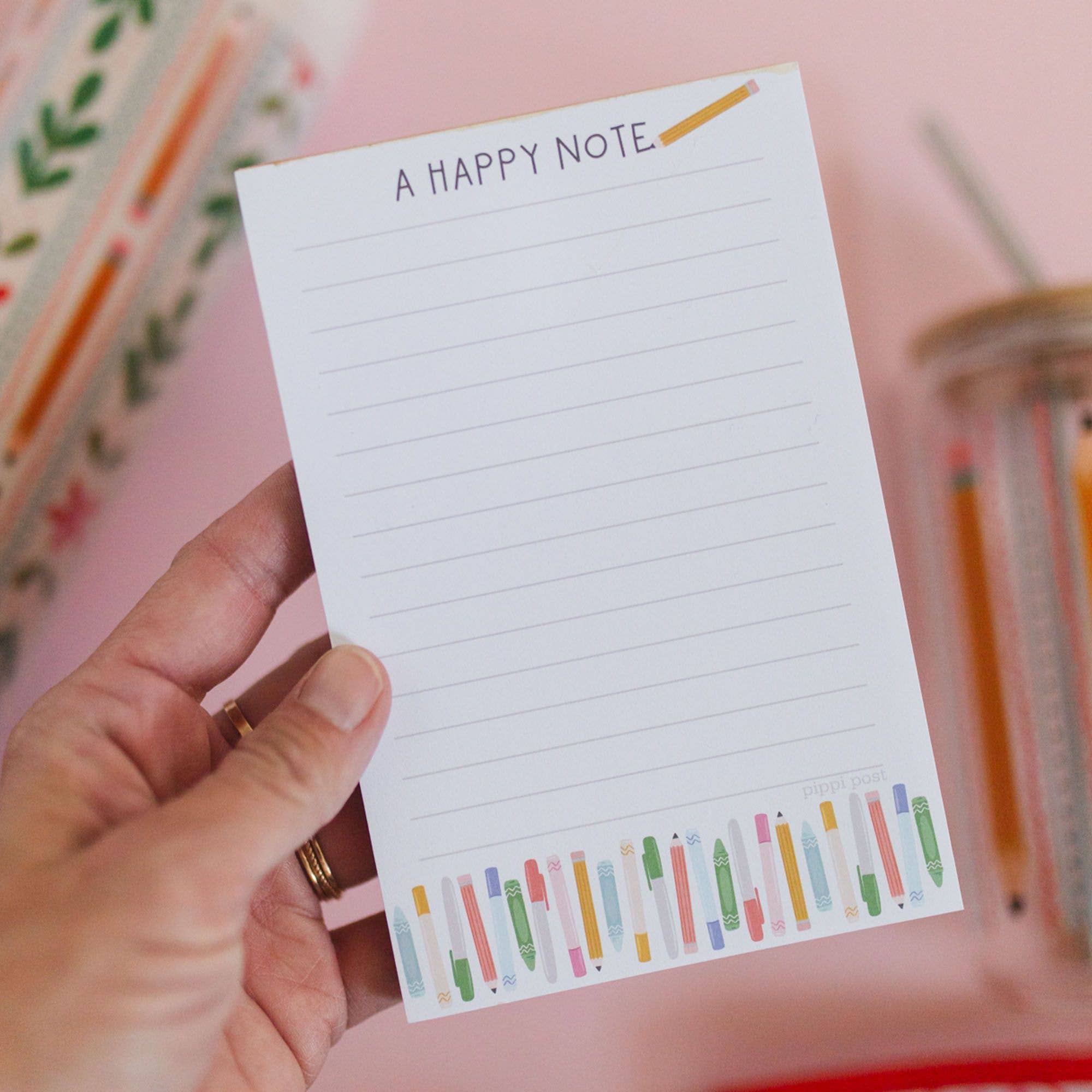 Happy Note Teacher School Supplies 4x6 Lined Notepad