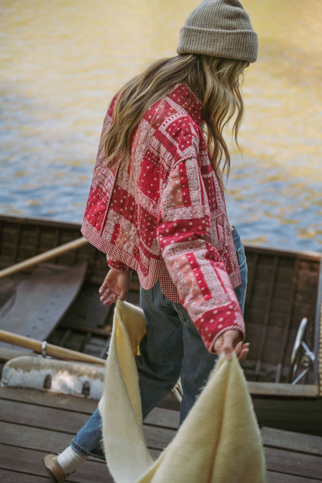 RED BANDANA PATCHWORK QUILTED JACKET