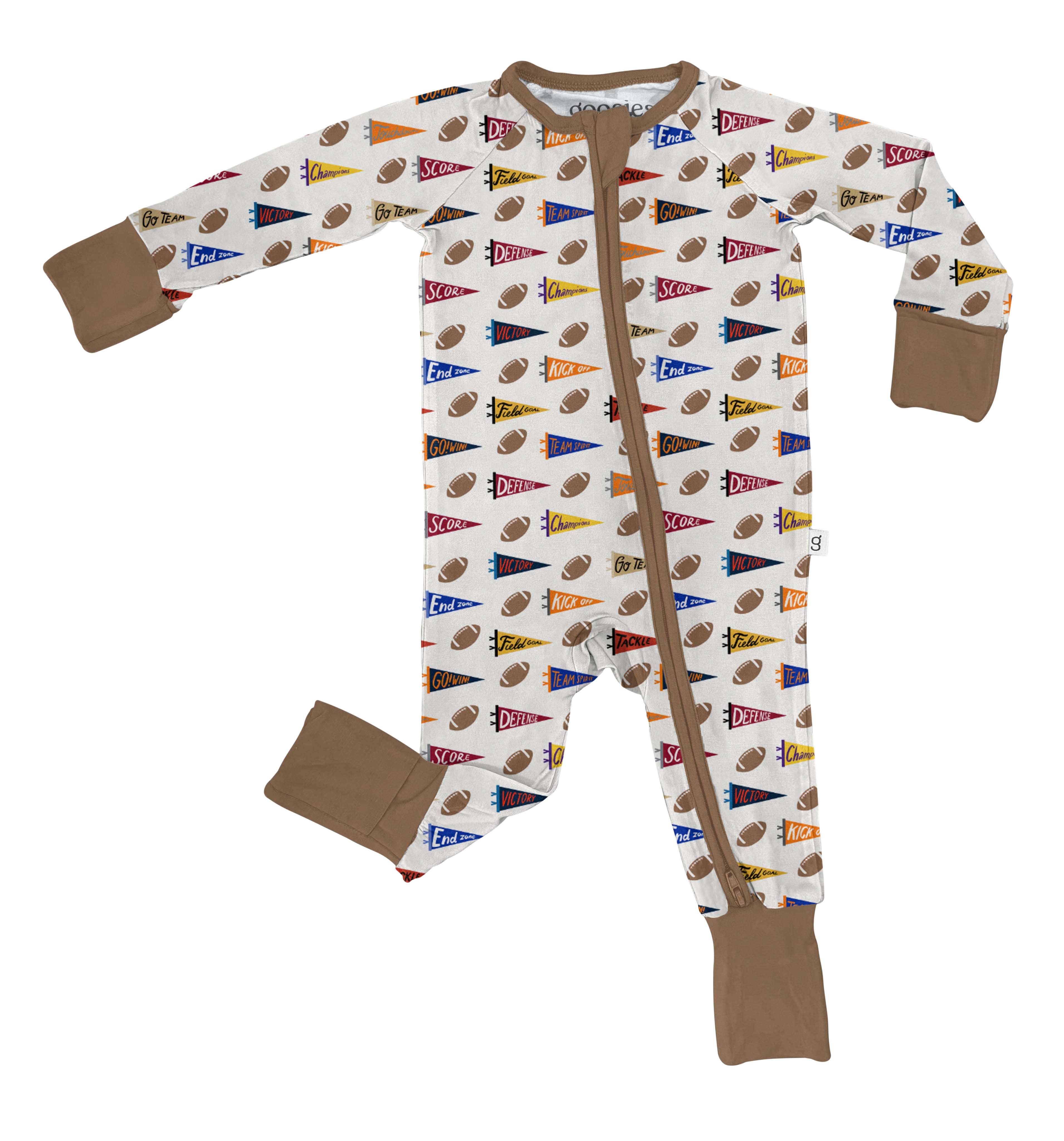 Varsity Football Flags Convertible Zip Sleep Romper