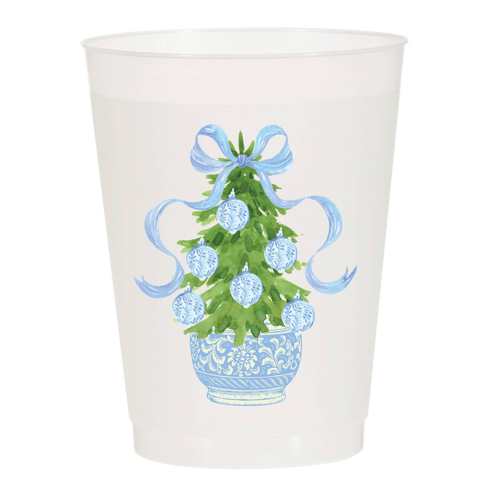 Chinoiserie Christmas Tree Frosted Cups - Pack of 6