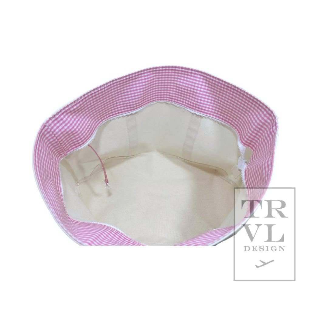 Natural and Gingham Pink Coated Canvas Large Maxi Tote by TRVL Design