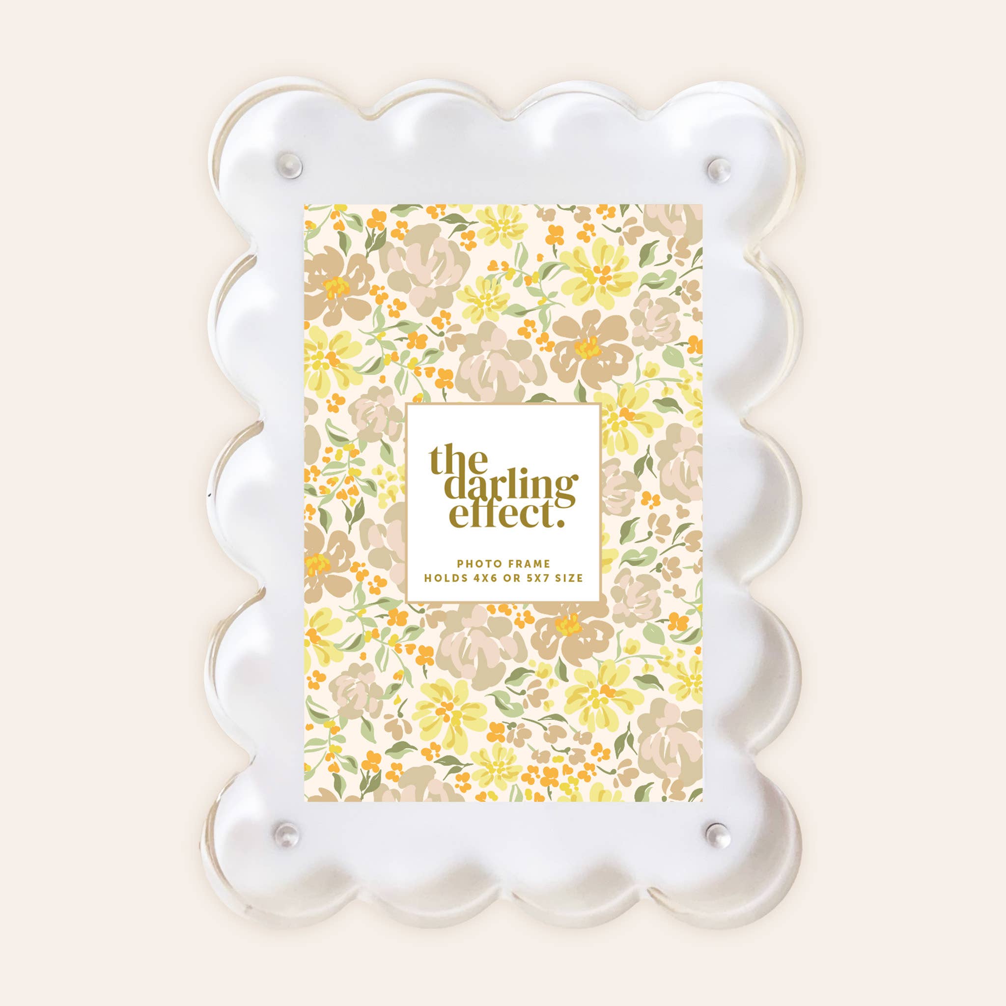 White Rectangle Scalloped Acrylic Frame