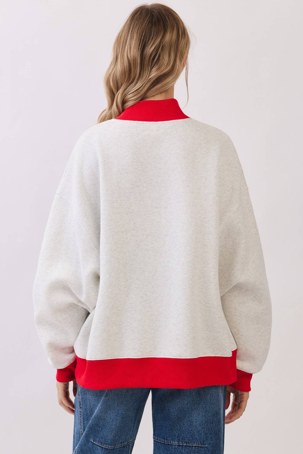 American Flag Patch Mock Neck Sweatshirt