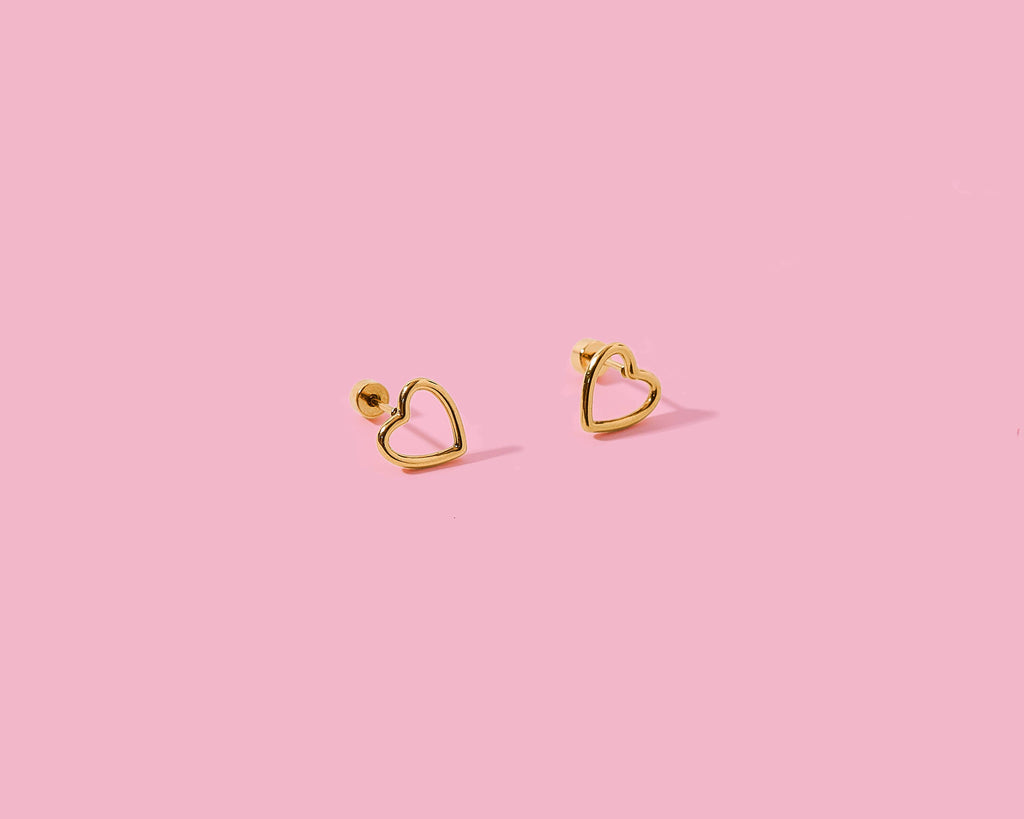 Louisa Stud Earrings | Gold-Plated Heart Shapes