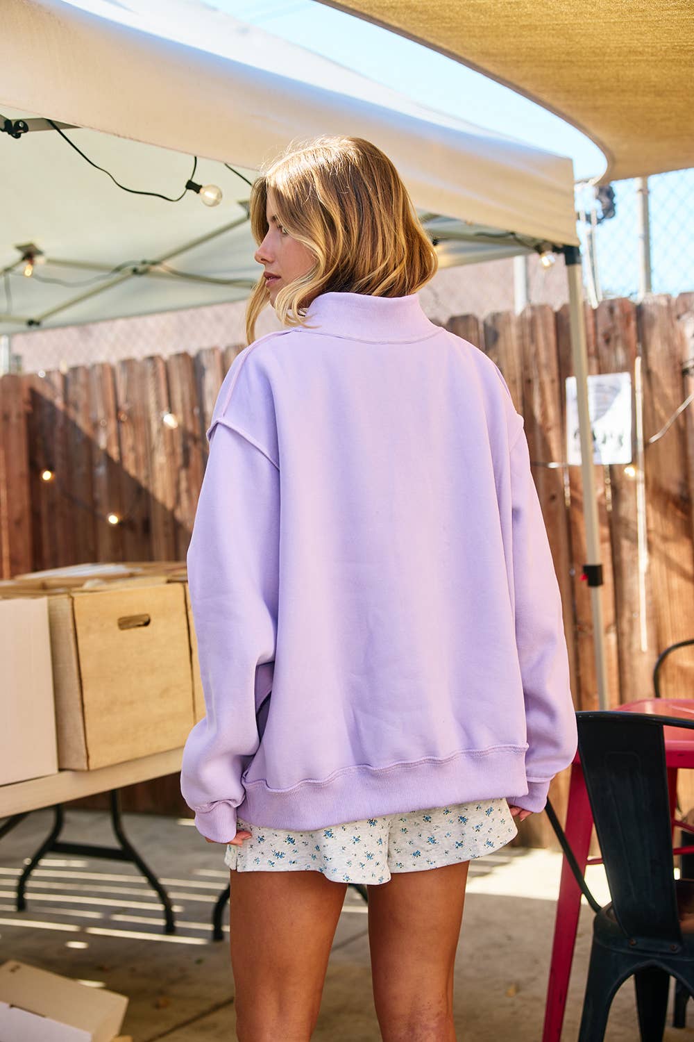 JESUS Embroidered Mock Neck Sweatshirt | LAVENDER