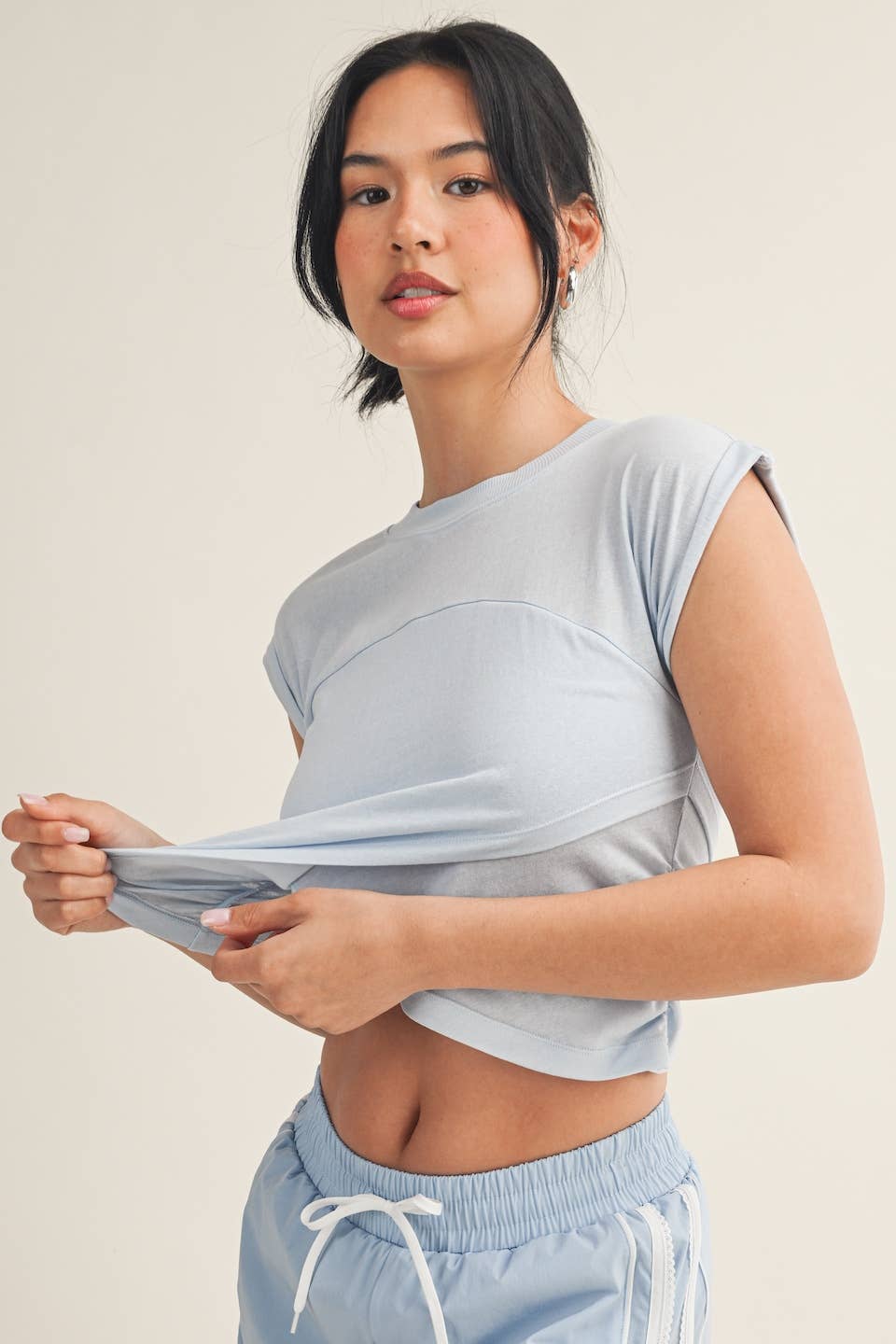 Slub Crossover Top | Blue