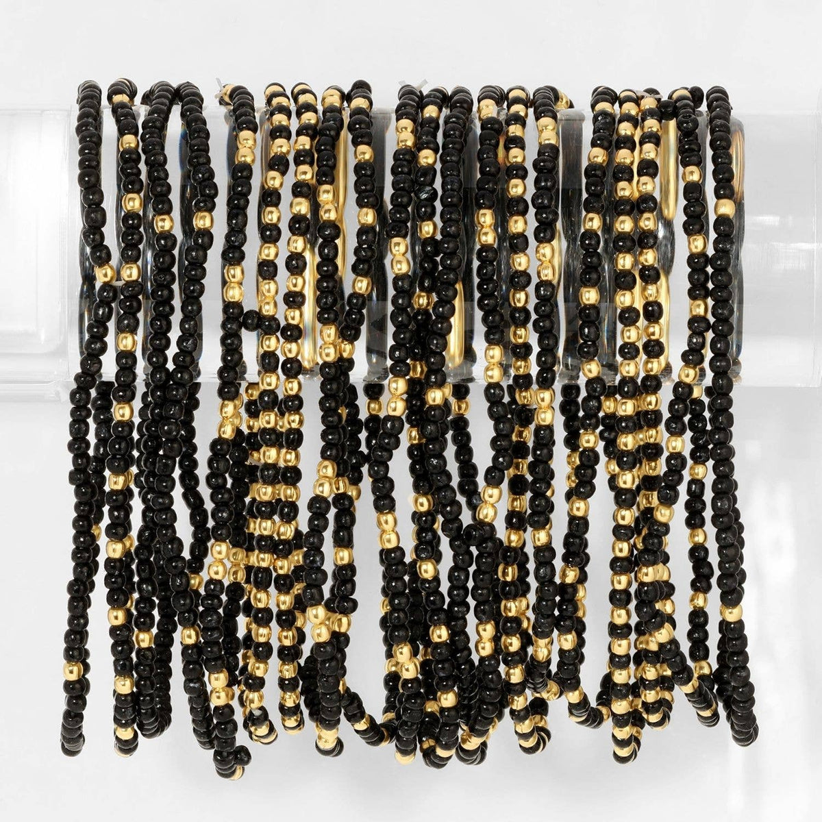 Stretch Seed Bead Solid Game Day Bracelets | Black