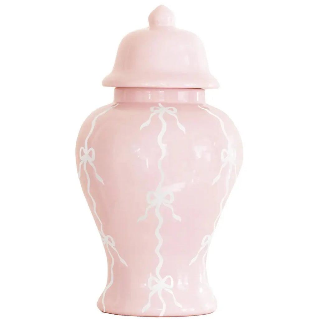 Bow Stripe Ginger Jars in Cherry Blossom Pink | Small