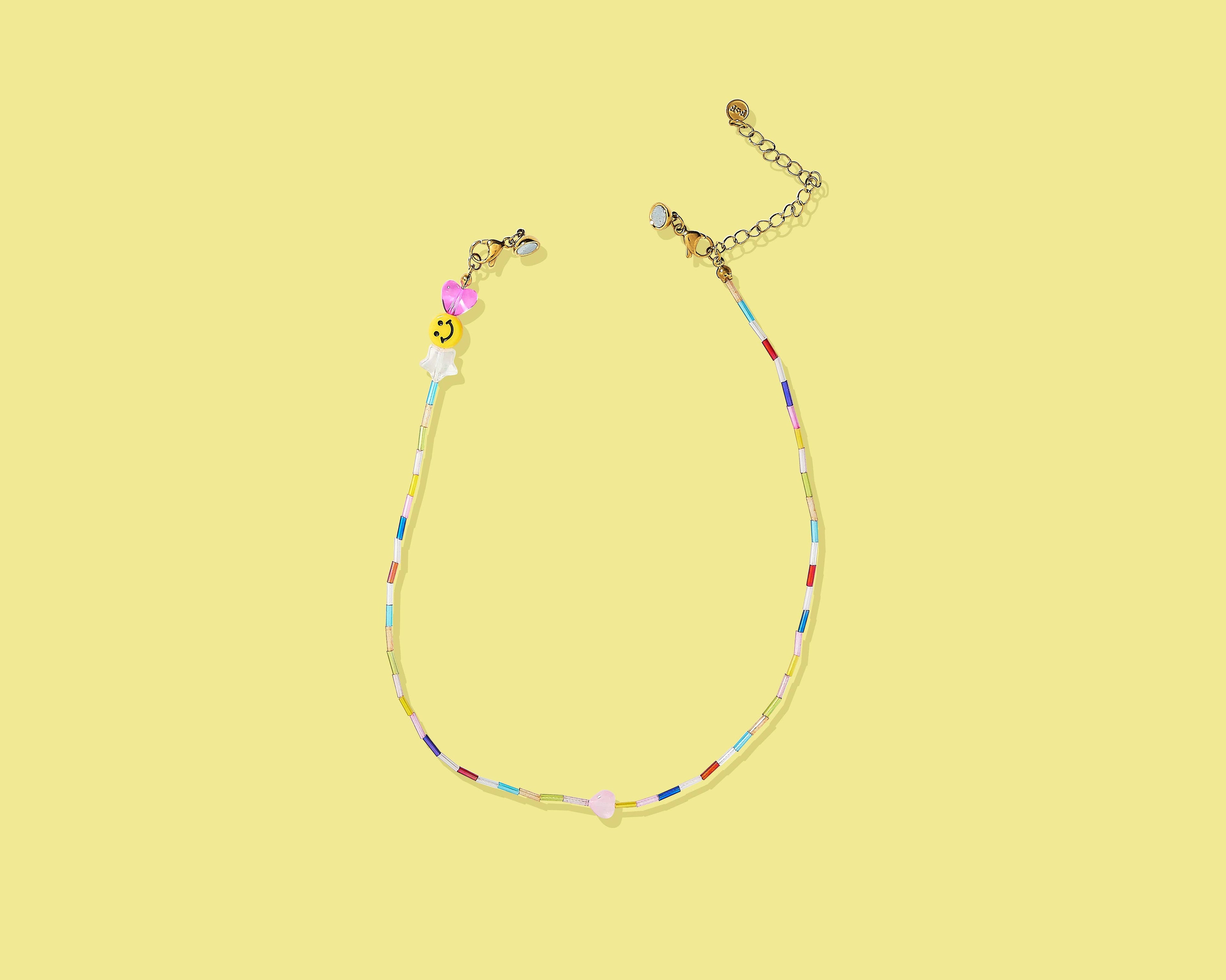 Allie | FOR FUN | Beaded Necklace - Multi-Color w/Pink Heart