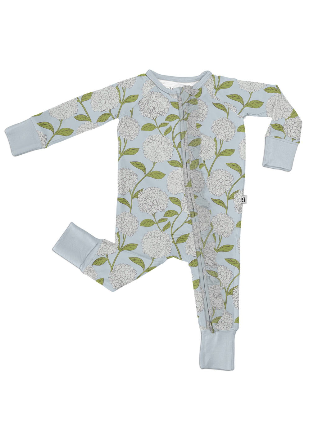 French Blue Hydrangeas Ruffle Sleep Romper