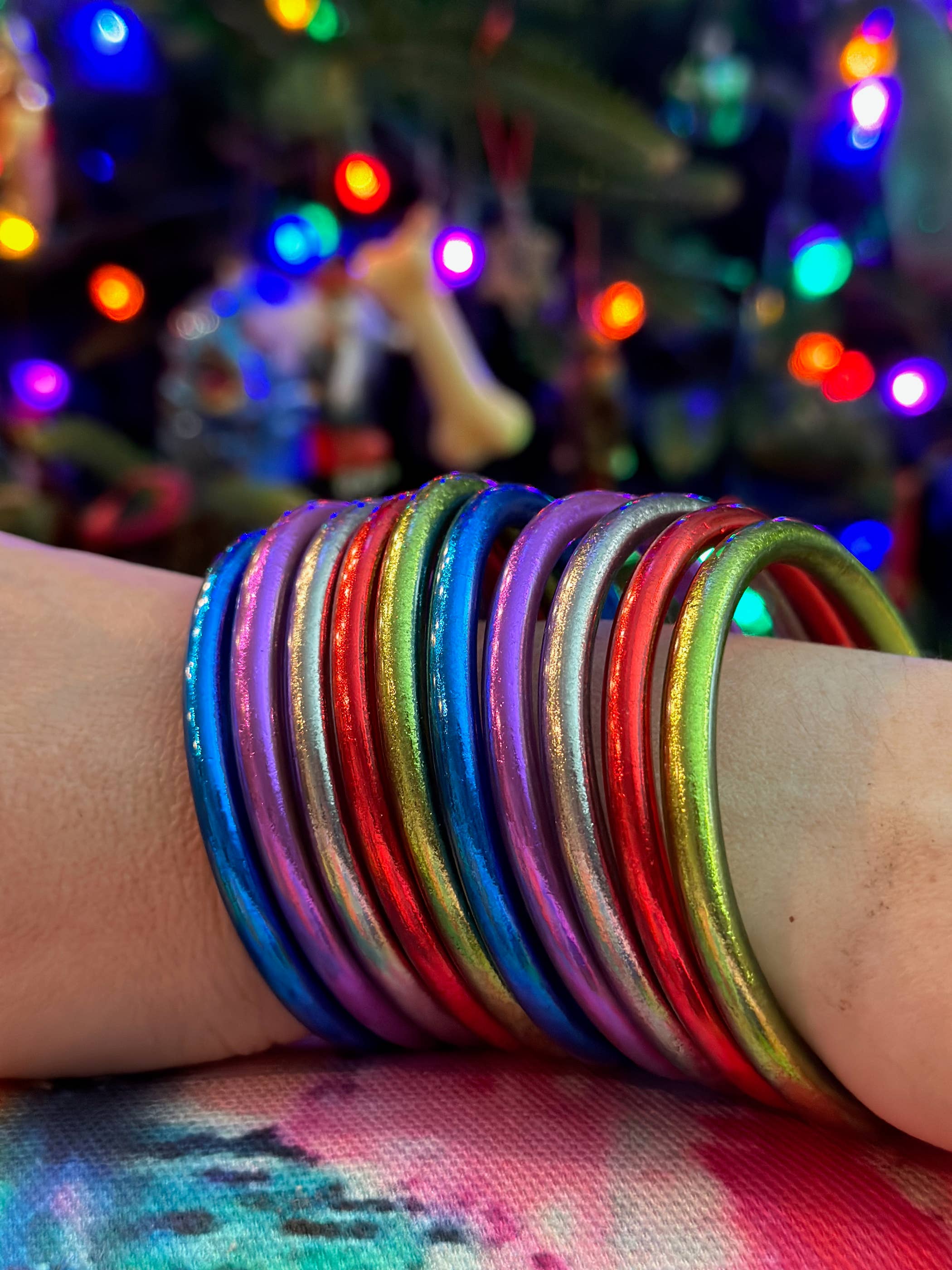 Single Rainbow Thai Buddhist Temple Bracelet Bangle / Bubblegum