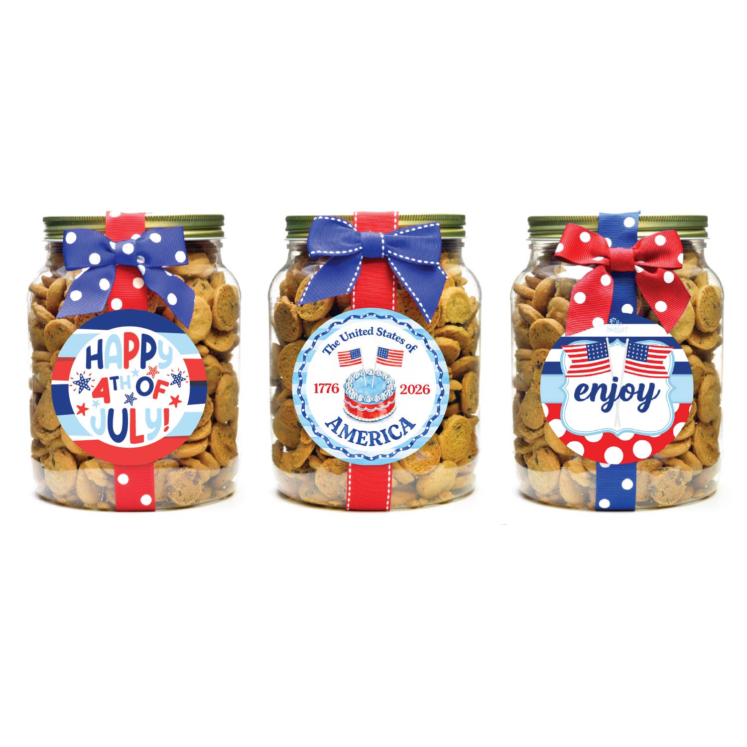 Oh, Sugar! Chocolate Chip Cookie Jars | USA / 4th of July | Half Gallon